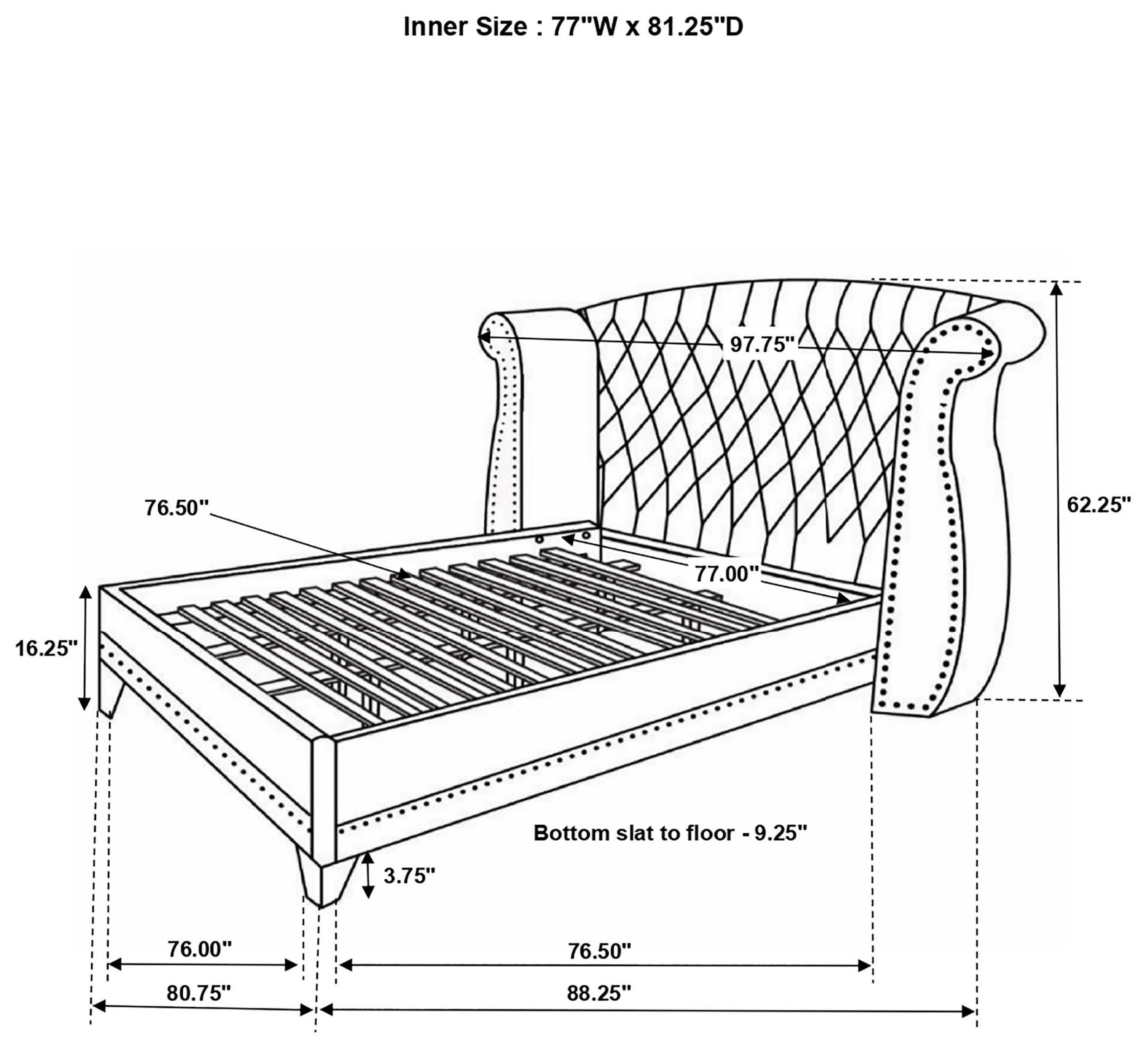 Barzini White King Upholstered Platform Bed