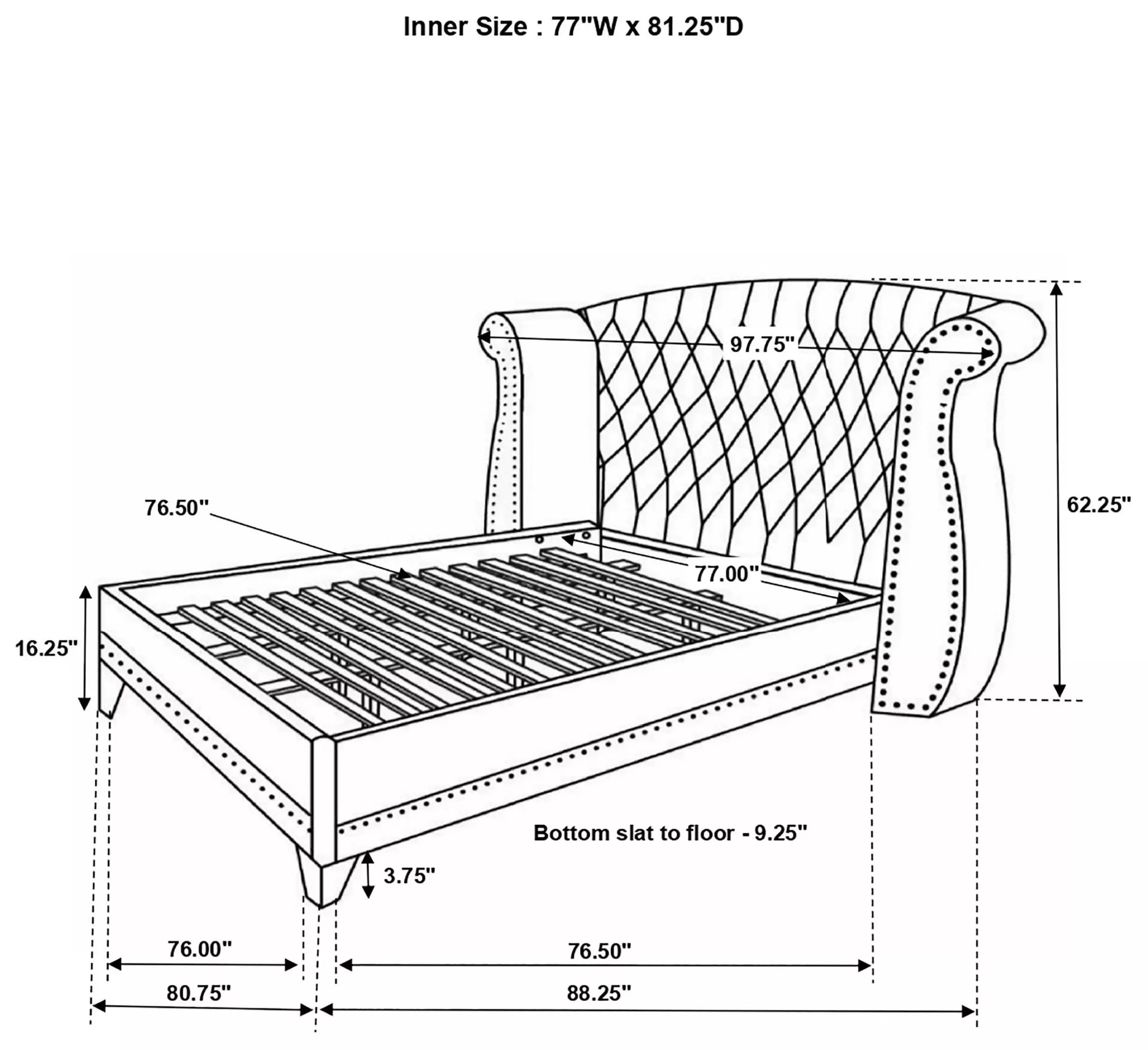 Barzini White King Upholstered Platform Bed