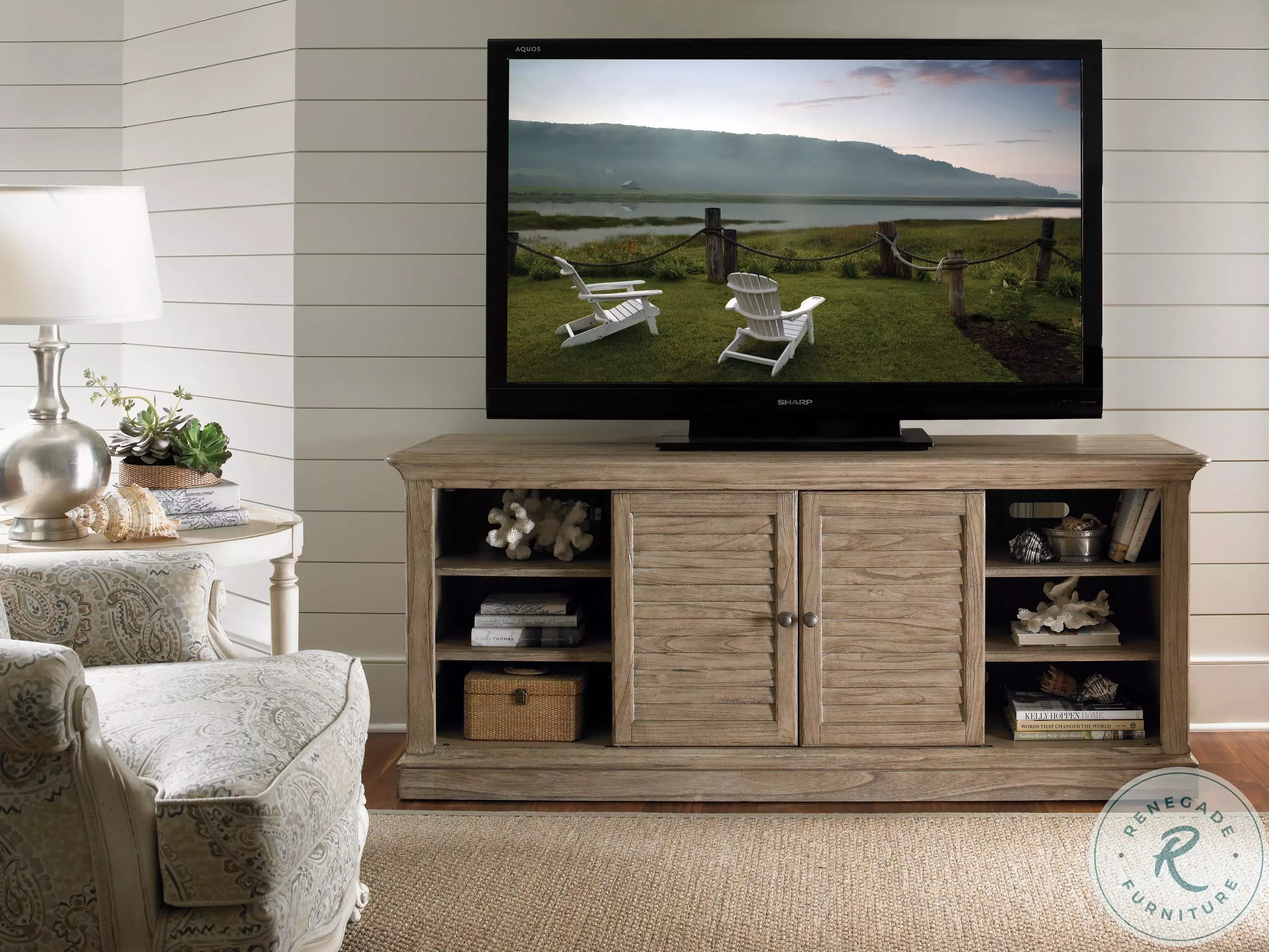Barton Creek Weather Gray Driftwood Travis TV Stand From Home