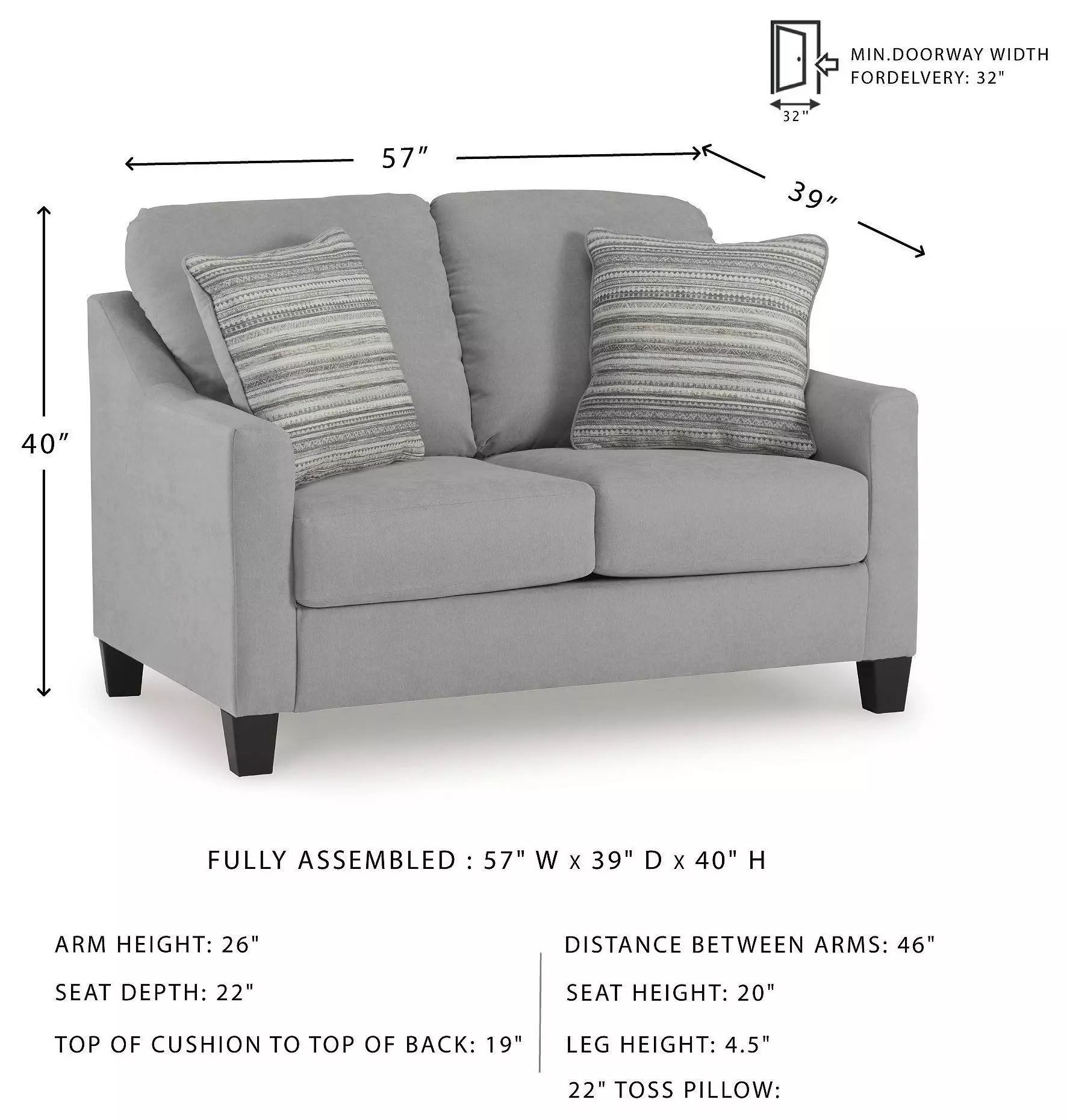 Adlai Shadow 57" Loveseat