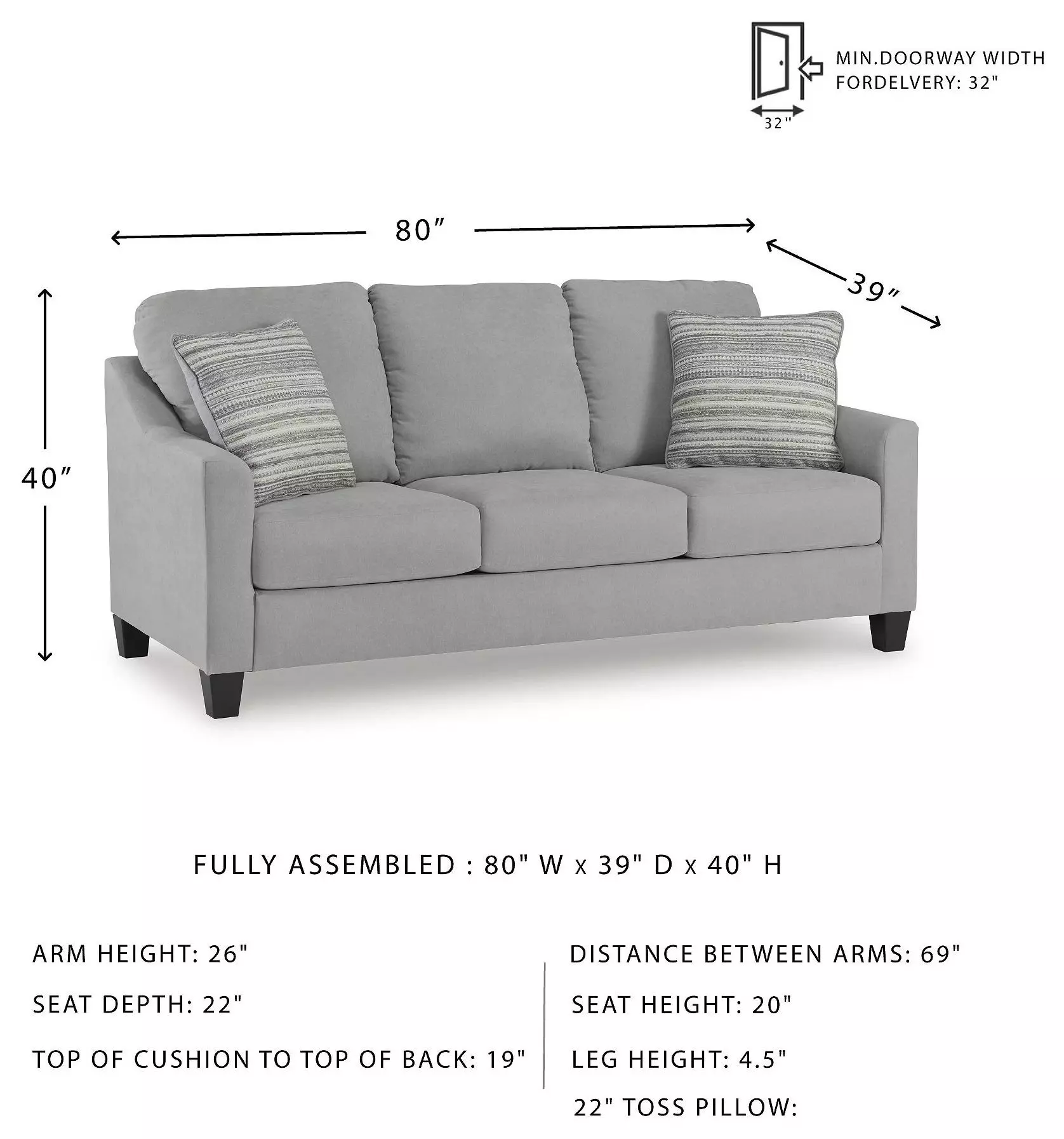 Adlai Shadow 80" Sofa