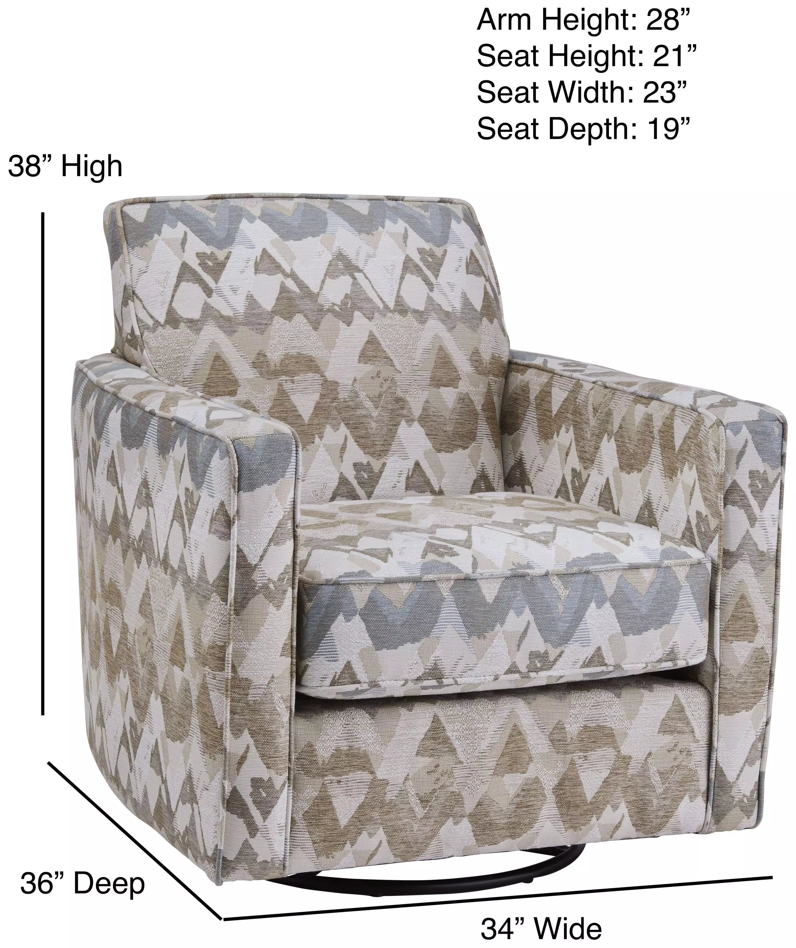 Amos Sand Beige and Brown Upholstered Swivel Glider Accent Chair