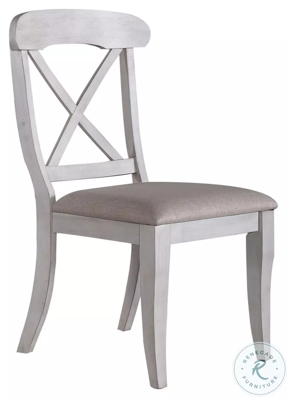 Ocean Isle Antique White And Weathered Pine Upholstered X Back