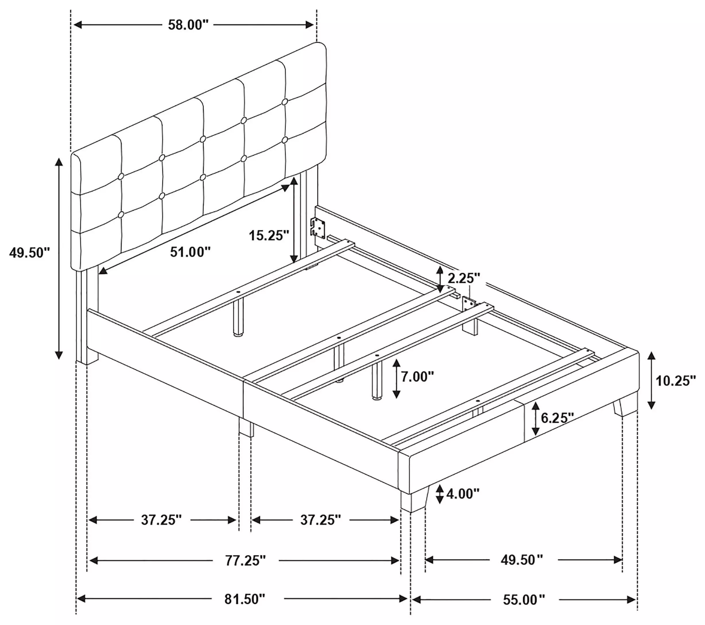 Mapes Charcoal Upholstered Full Panel Bed