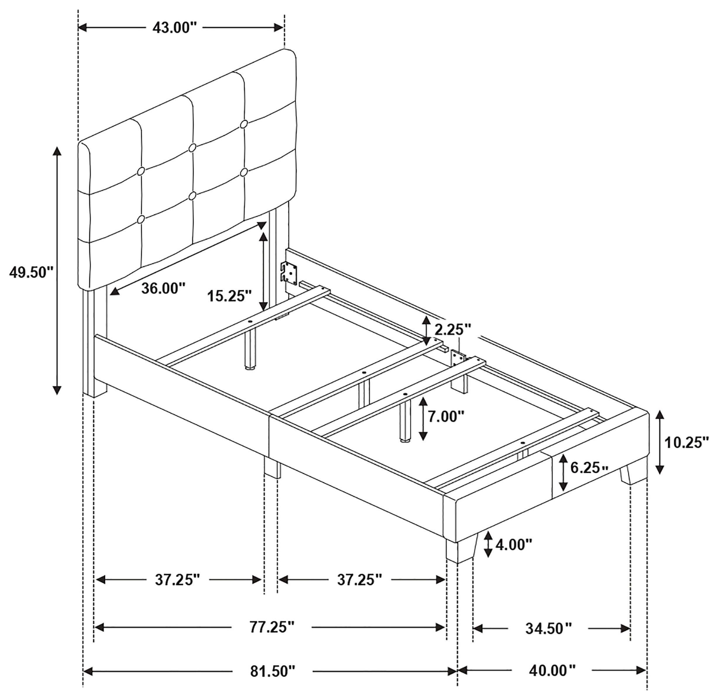 Mapes Charcoal Upholstered Twin Panel Bed