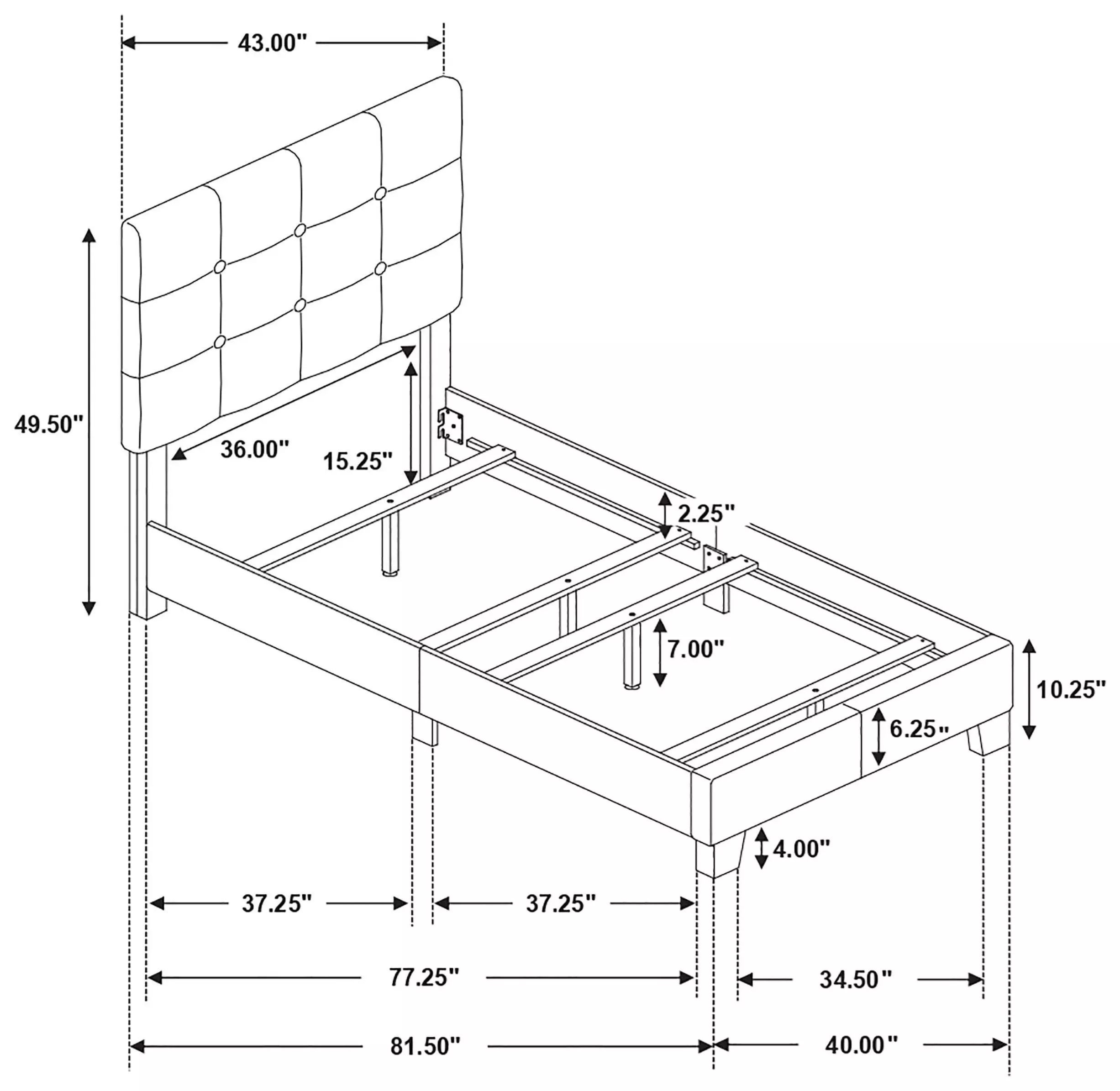 Mapes Charcoal Upholstered Twin Panel Bed