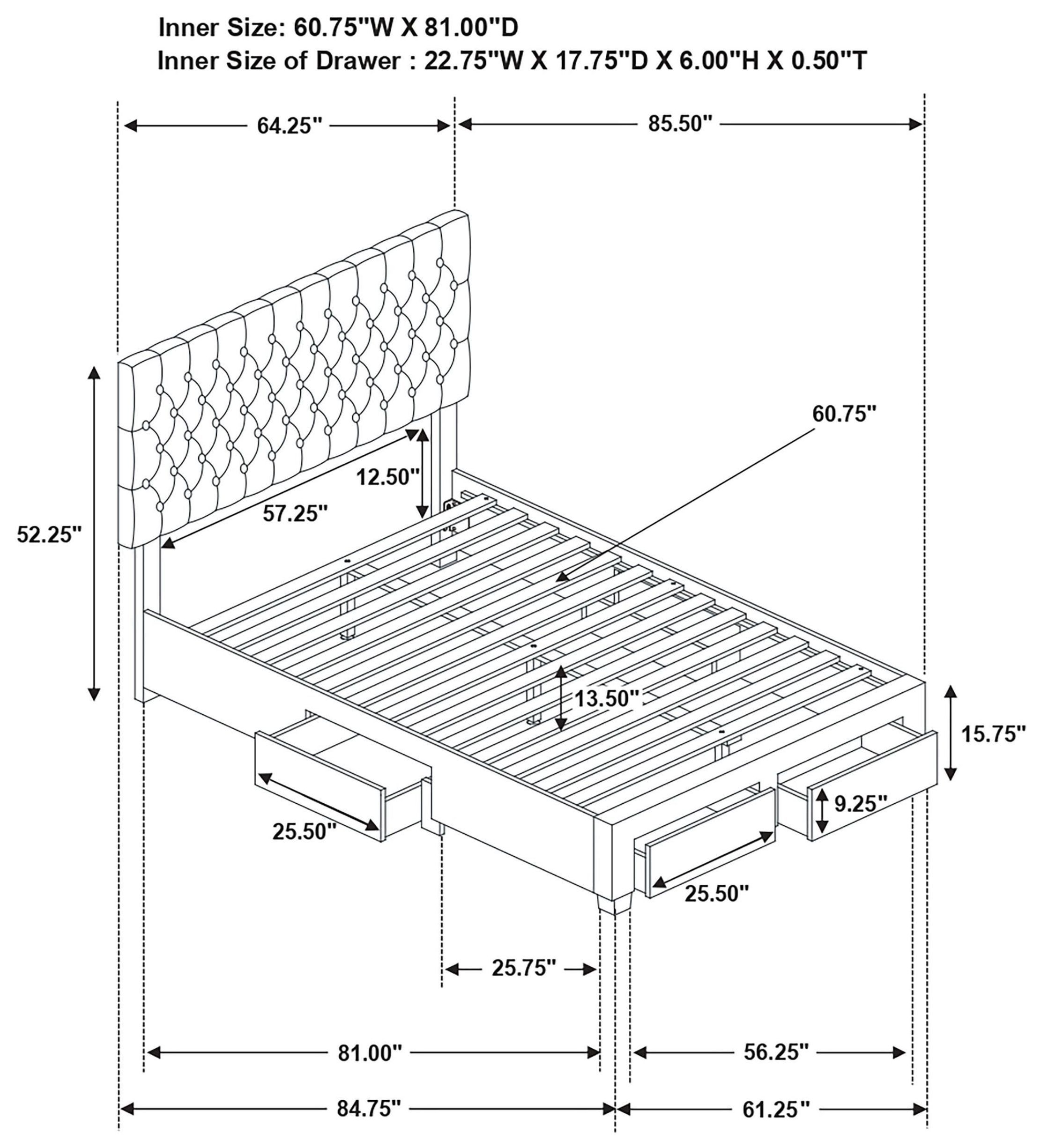 Soledad Gray Upholstered Queen Storage Platform Bed
