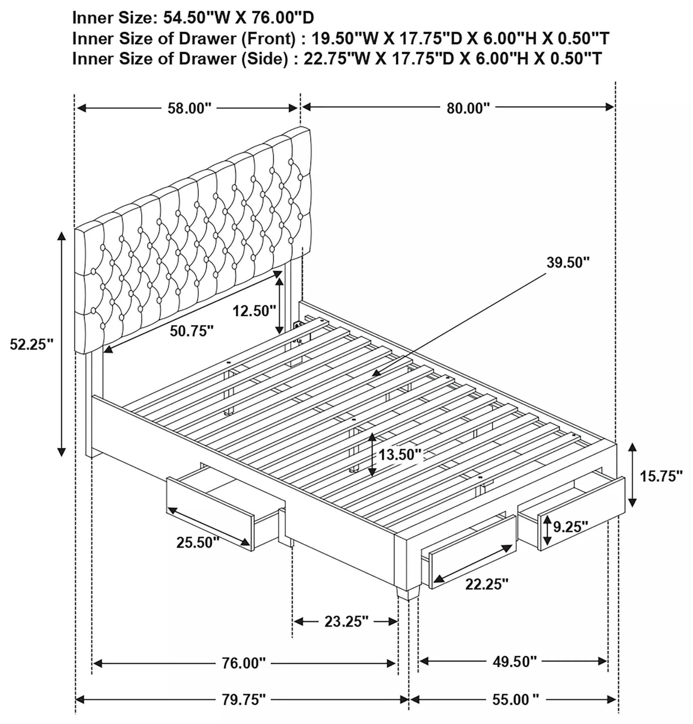 Soledad Light Gray Upholstered Full Storage Platform Bed