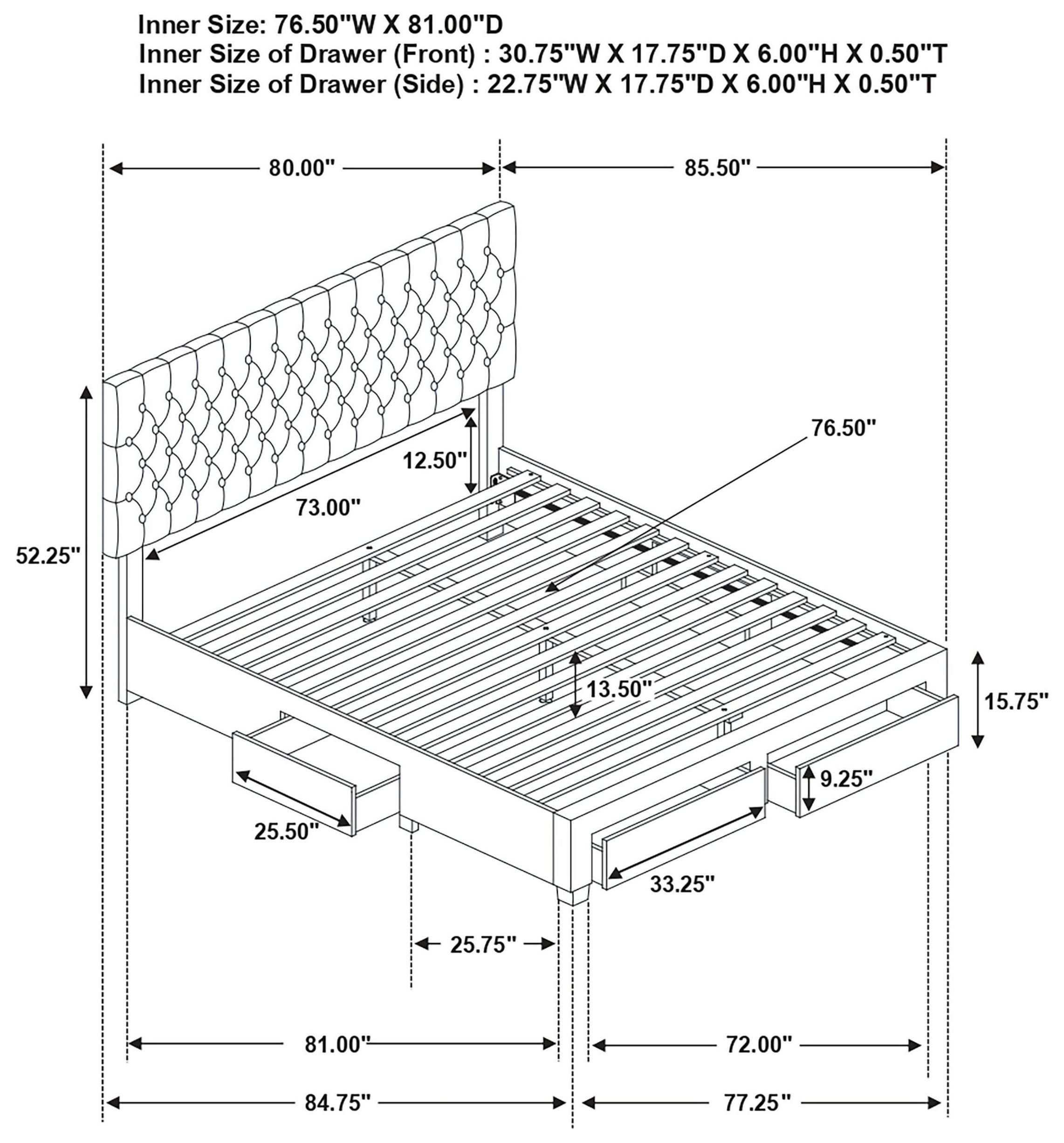 Soledad Light Gray Upholstered King Storage Platform Bed