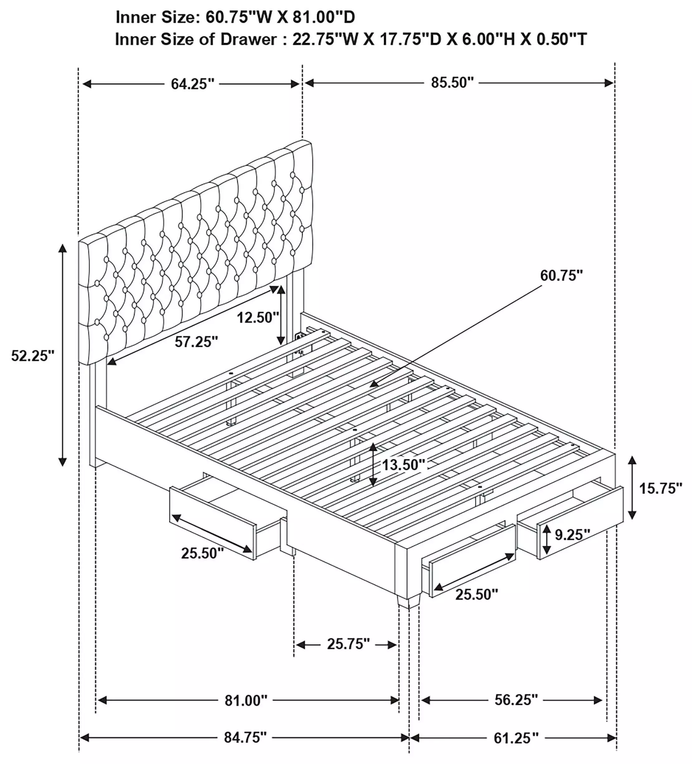 Soledad Light Gray Upholstered Queen Storage Platform Bed