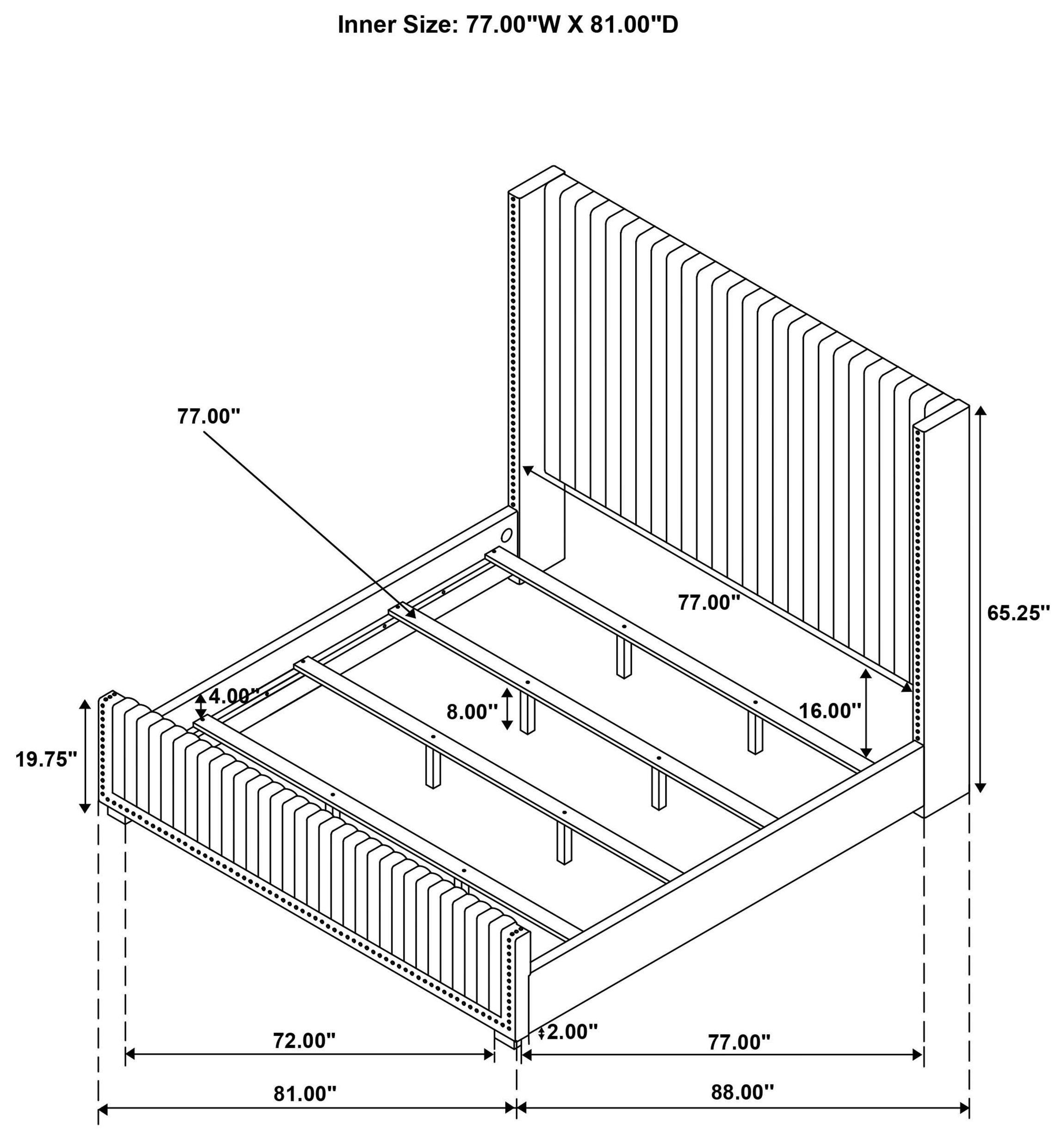Natasha Cream King Upholstered Wingback Panel Bed