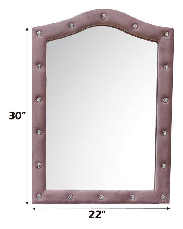 Reggie Pink Upholstered Arched Dresser Mirror