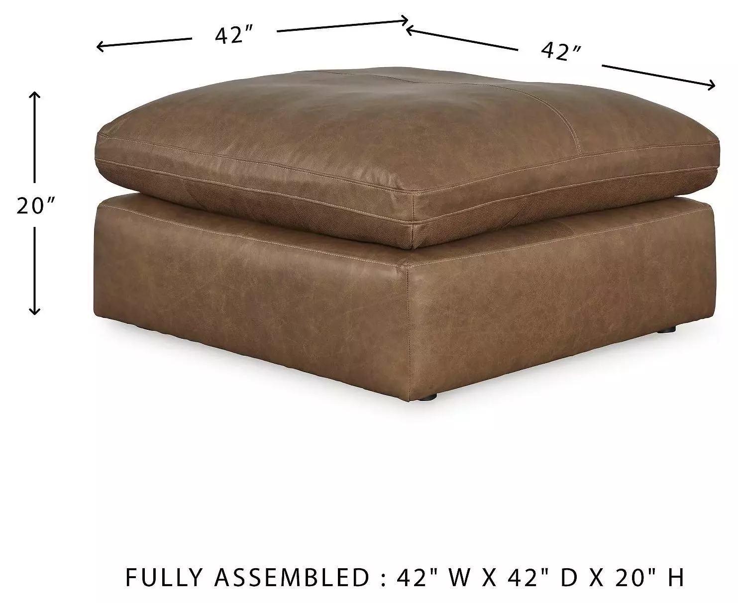 Emilia Caramel Leather Oversized Accent Ottoman