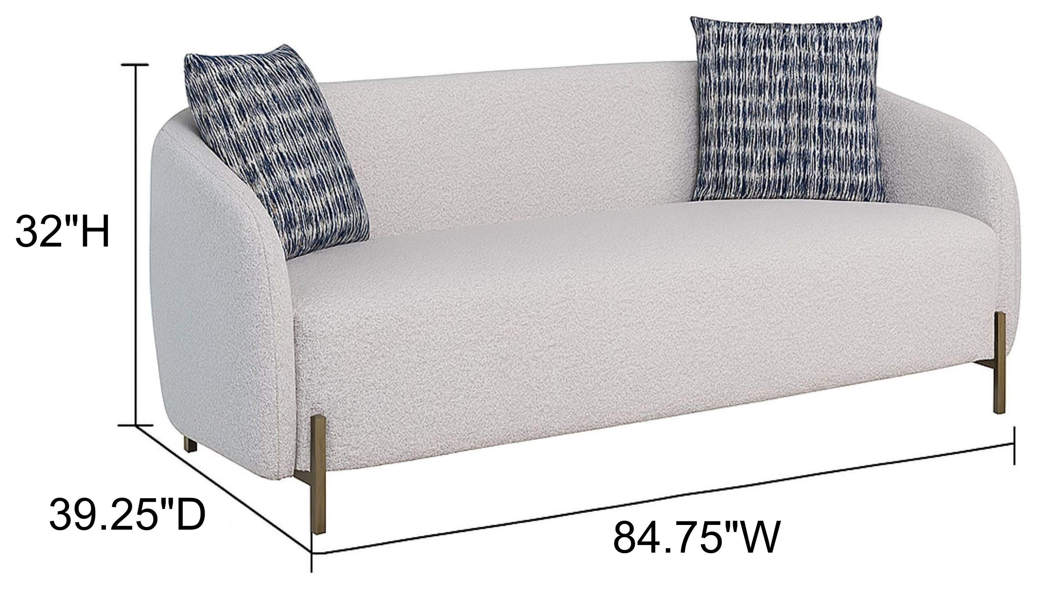 Aurora Ivory 85" Dreamy Rounded Sofa