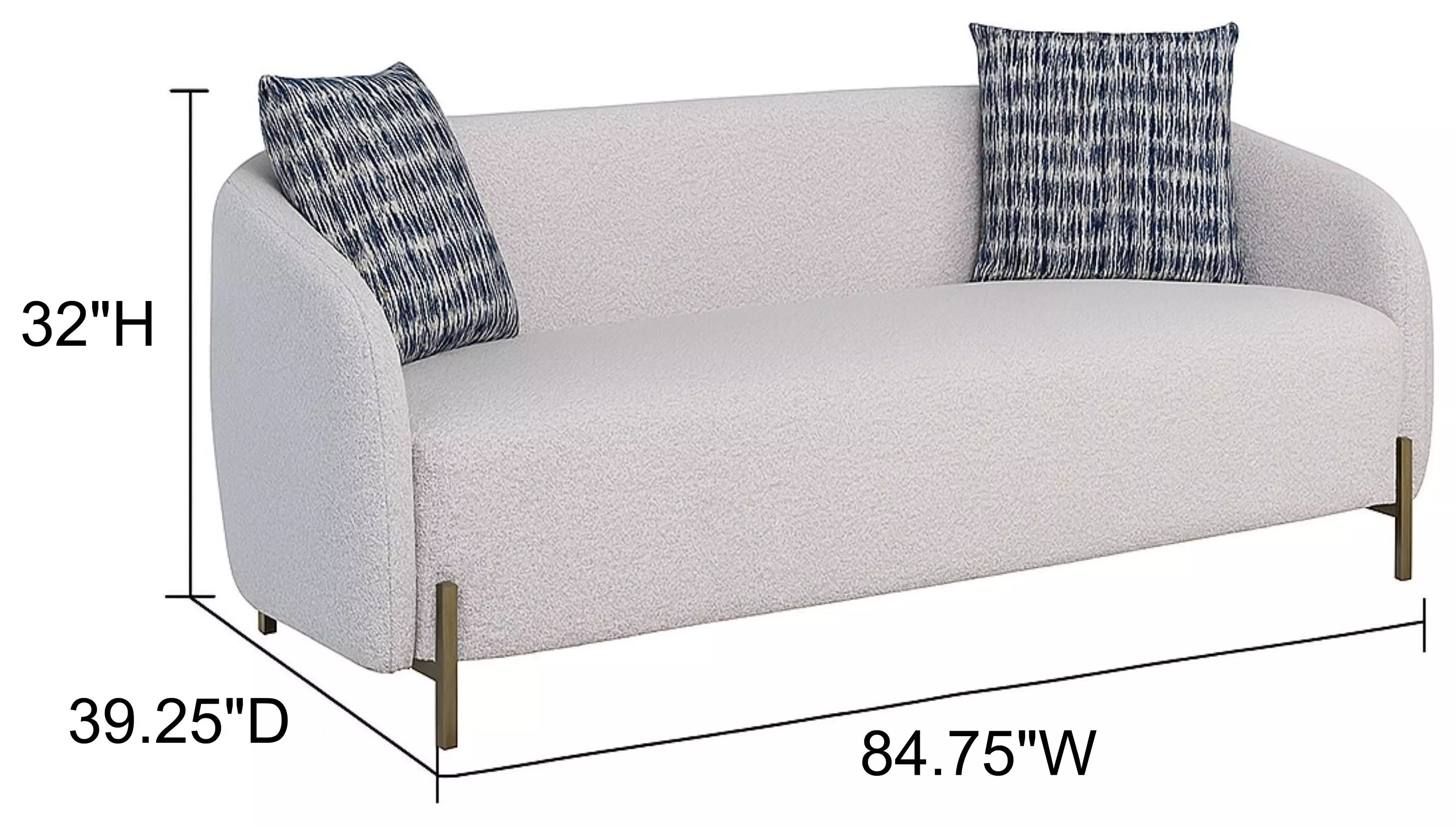 Aurora Ivory 85" Dreamy Rounded Sofa