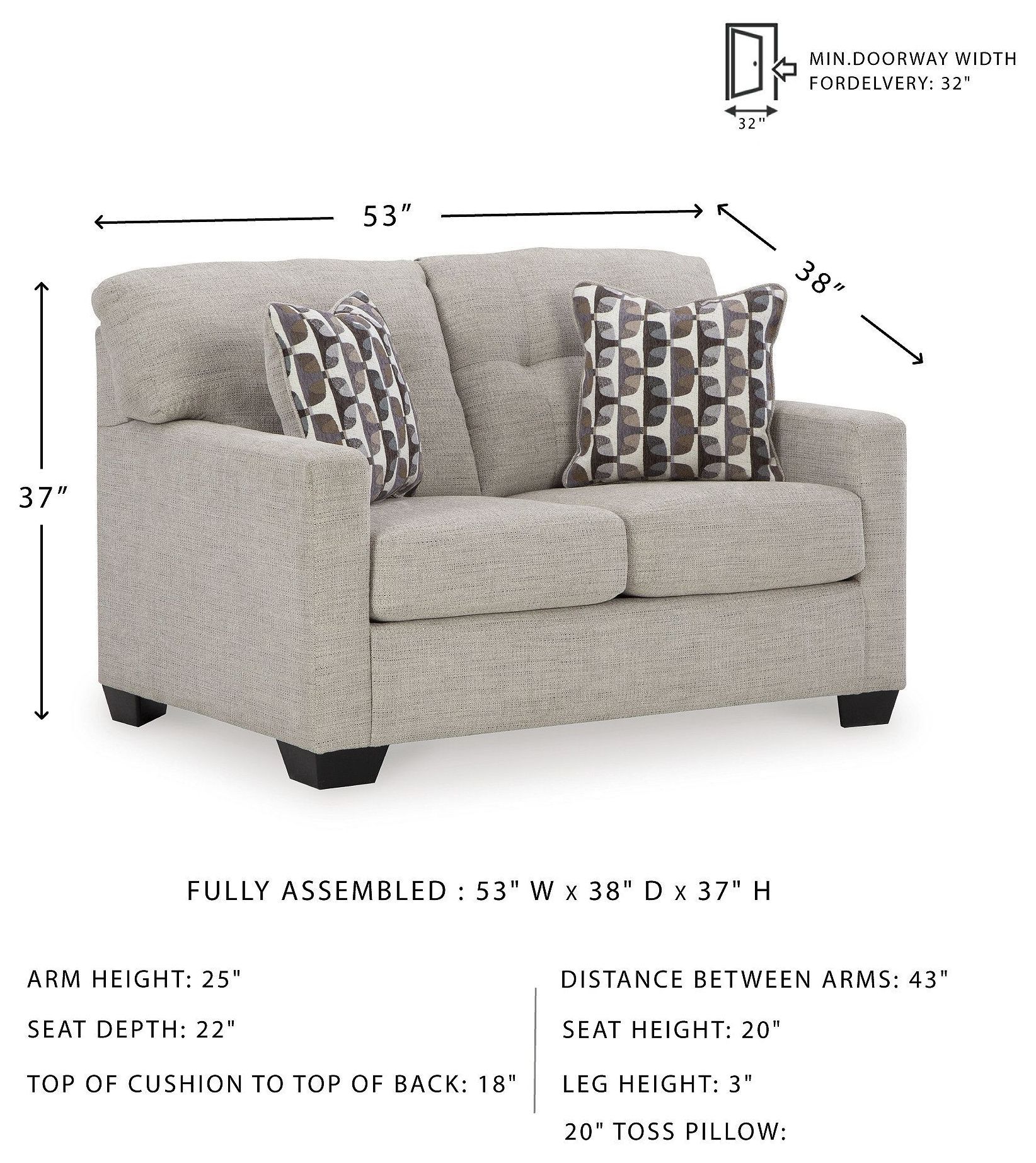 Mahoney Pebble Loveseat