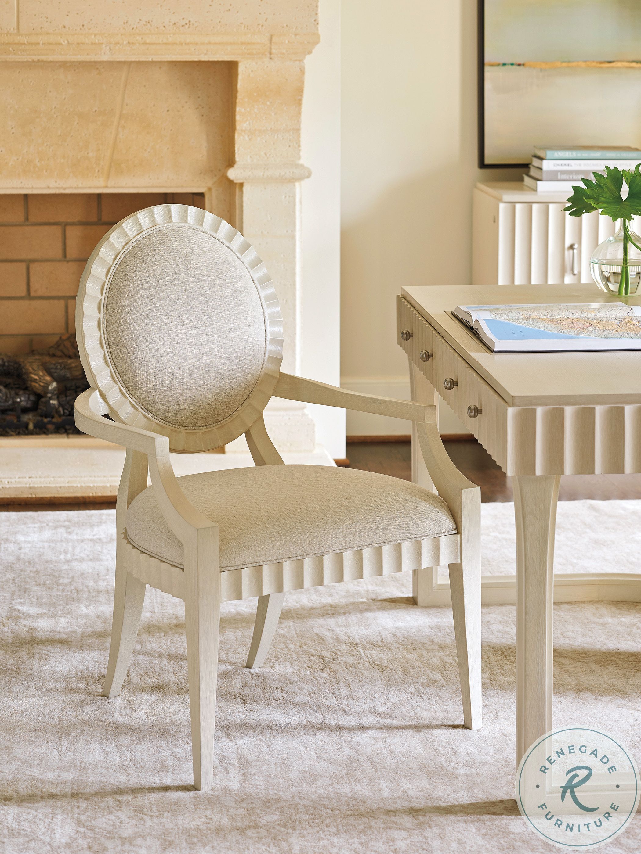 thomasville outdoor living 3 piece furniture sets wicker and wood on Cascades Linen White Gilmore Desk Chair From Sligh Coleman Furniture