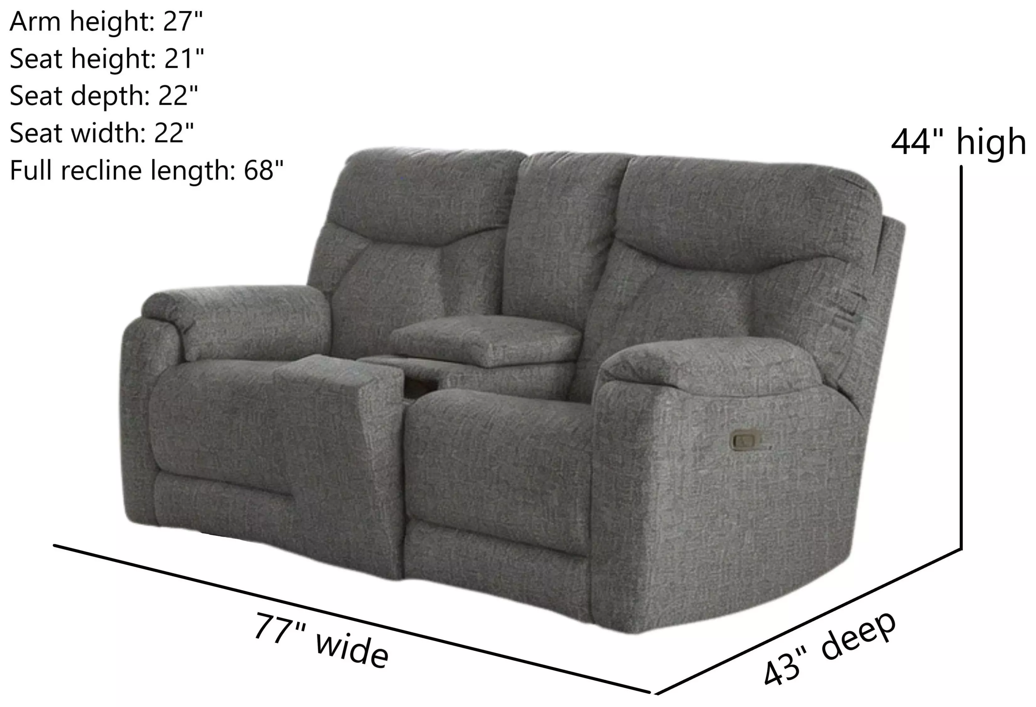 Conrad Winslow Charcoal Power Reclining 77" Console Loveseat with Power Headrest