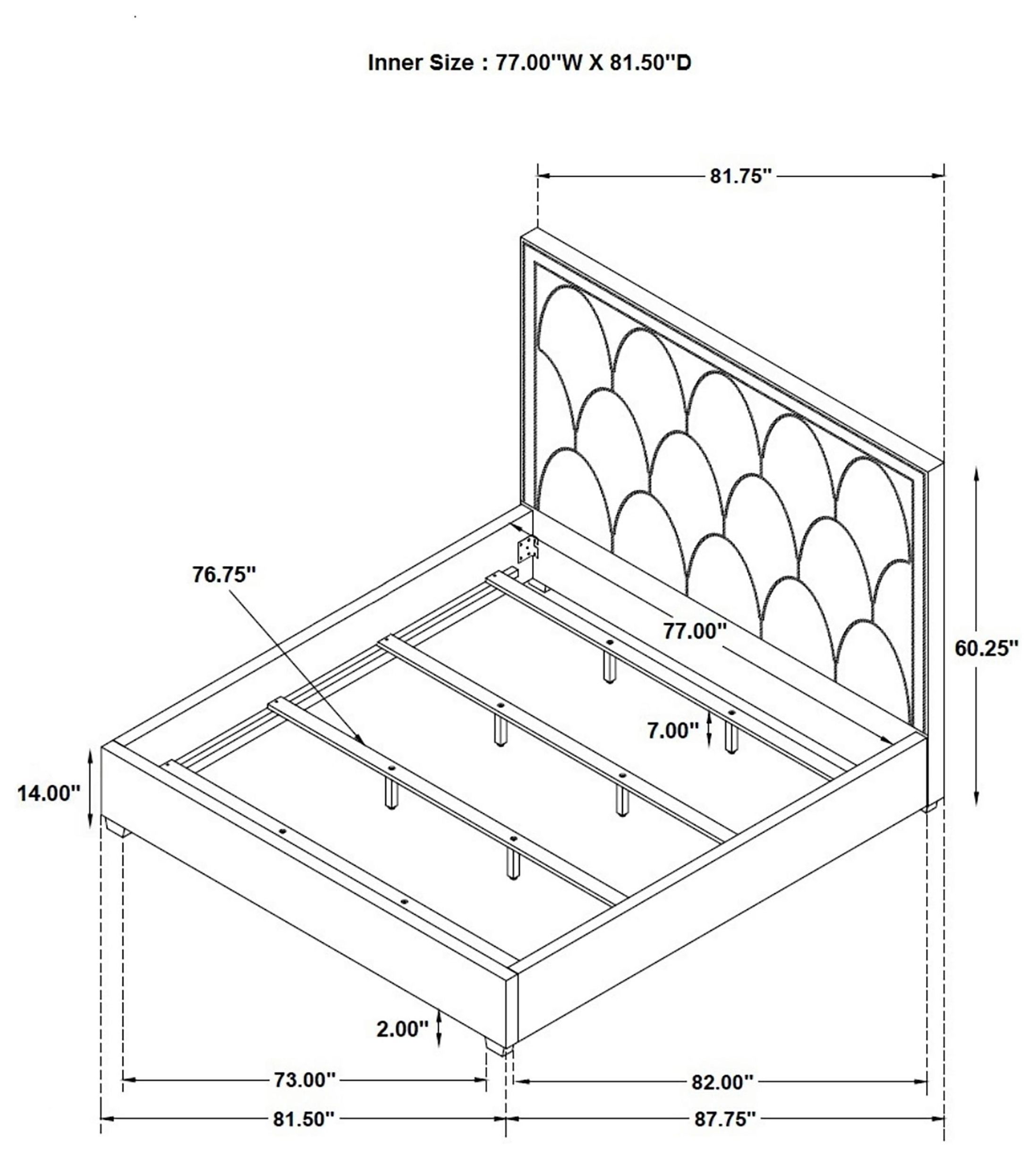 Bowfield Charcoal and Black King Upholstered Panel Bed