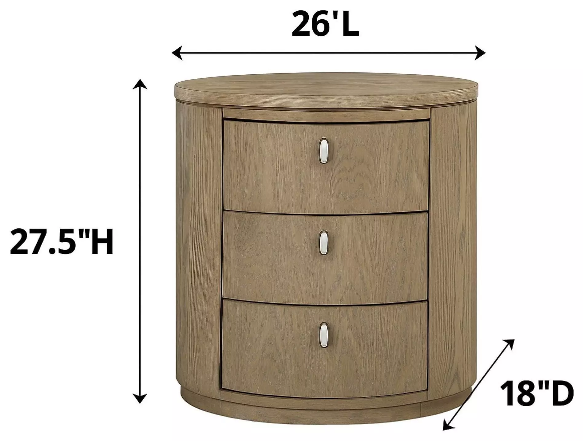 Elements Toffee Oval Nightstand