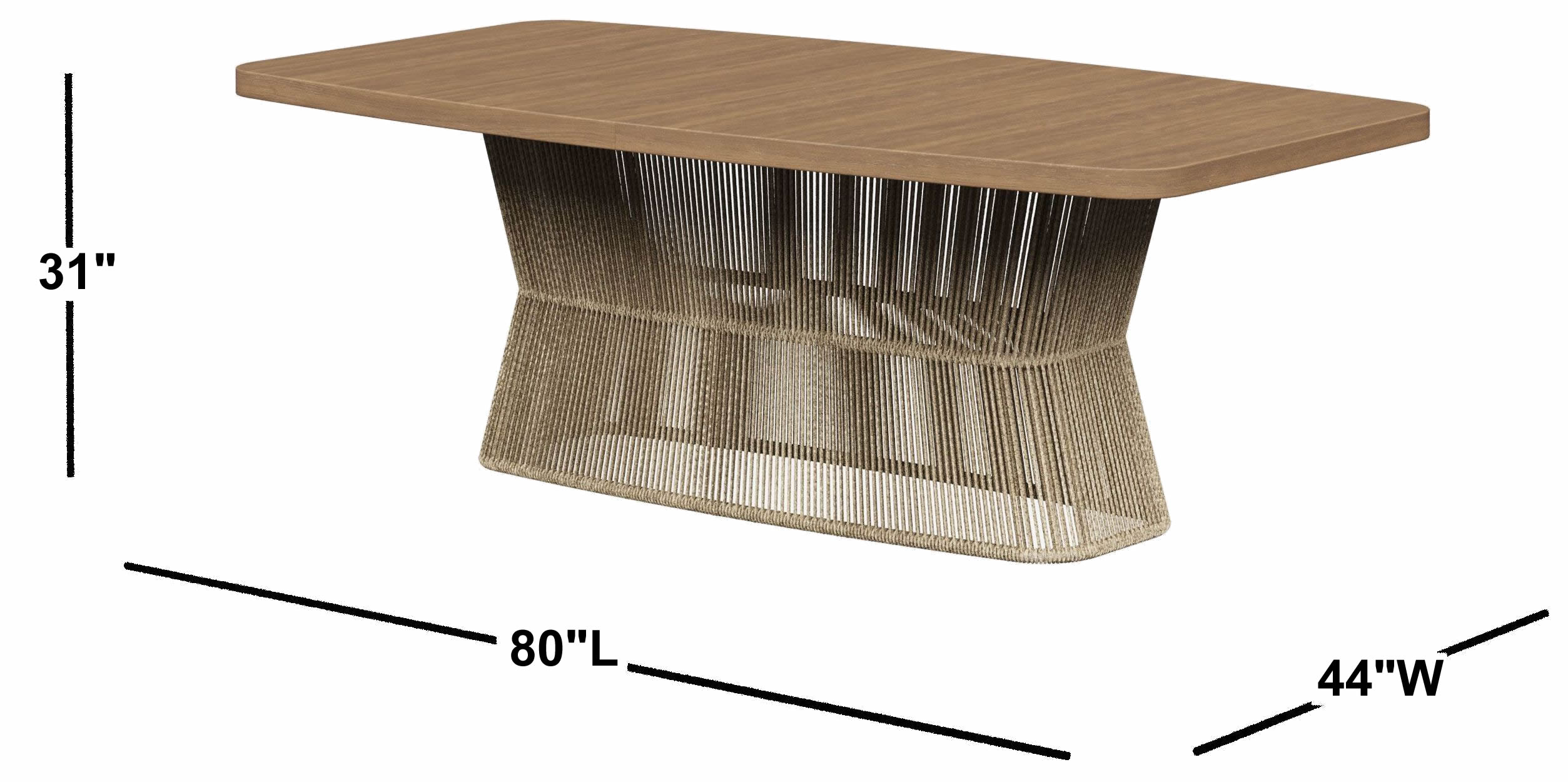 Elements Toffee Rope Pedestal Extendable Dining Table