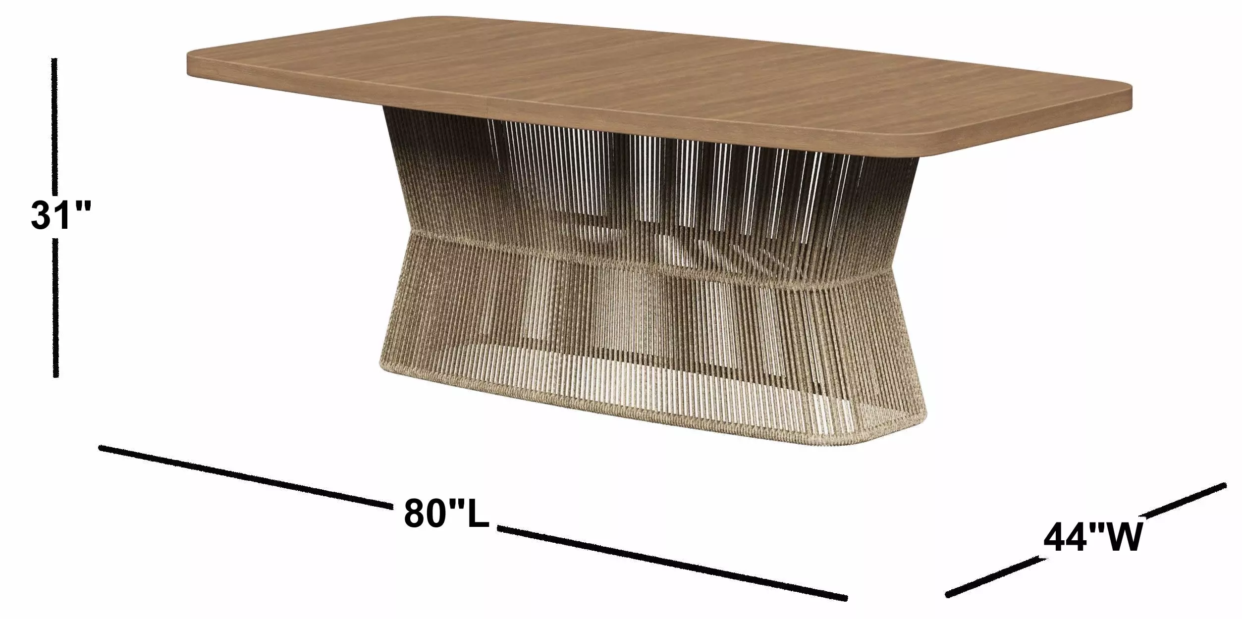 Elements Toffee Rope Pedestal Extendable Dining Table
