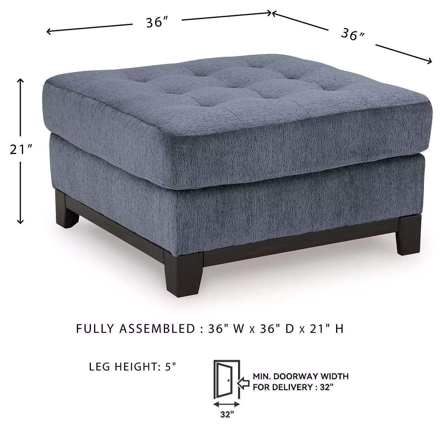 Maxon Place Navy Oversized Accent Ottoman