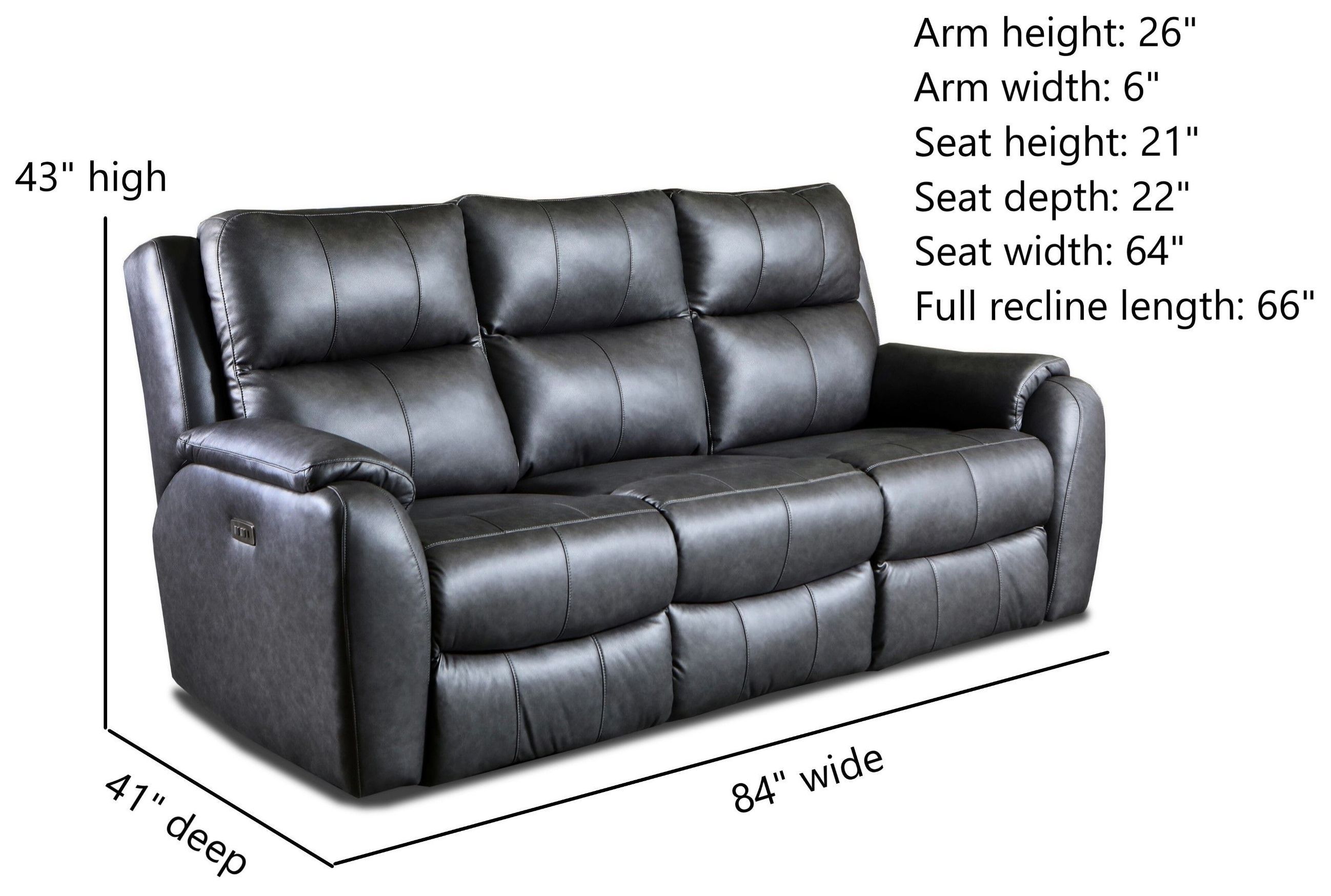 Marquis Slate Leather 84" Zero Gravity Power Reclining Sofa with USB Charging
