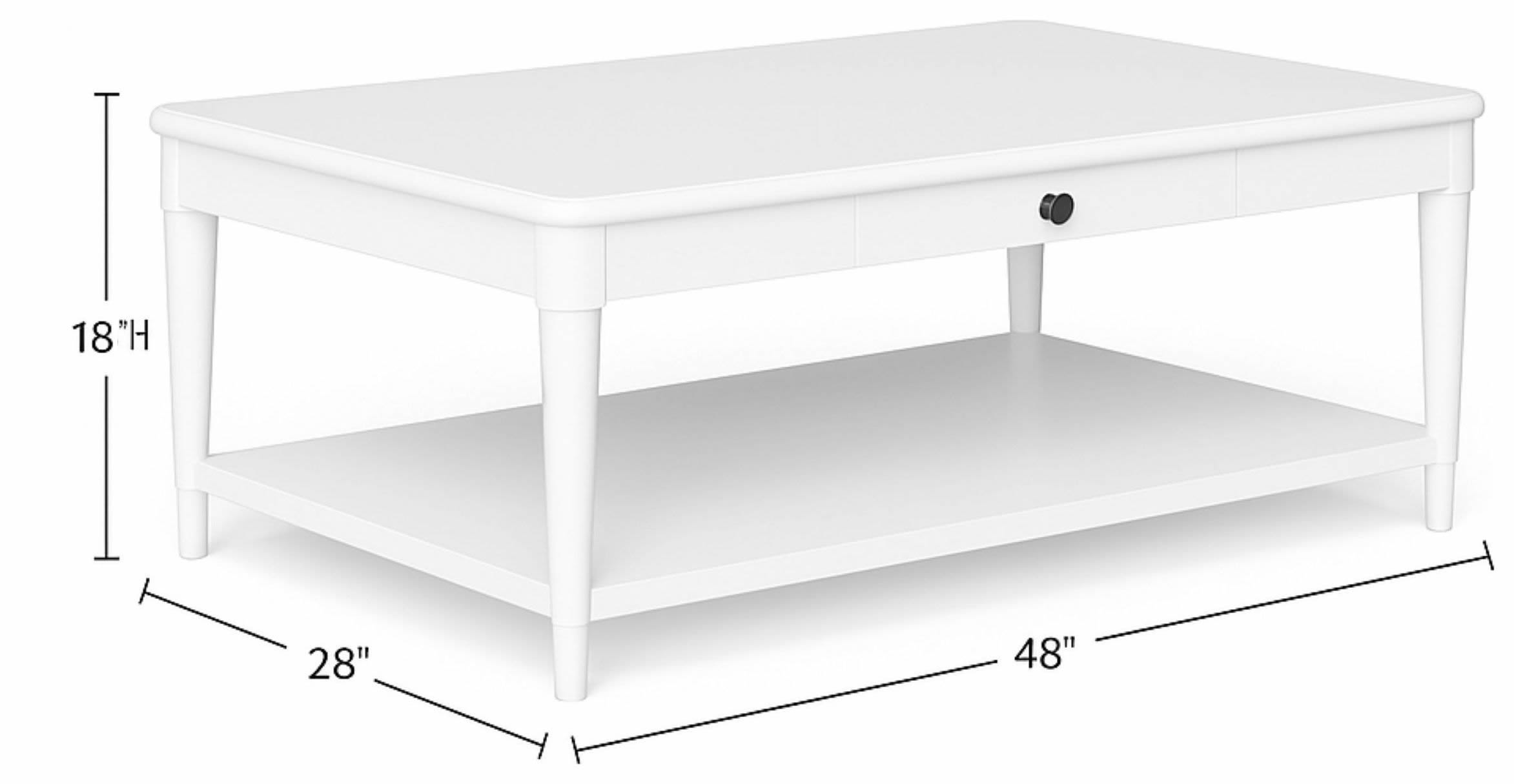 Wilmington White Wood Top Cocktail Table with Casters