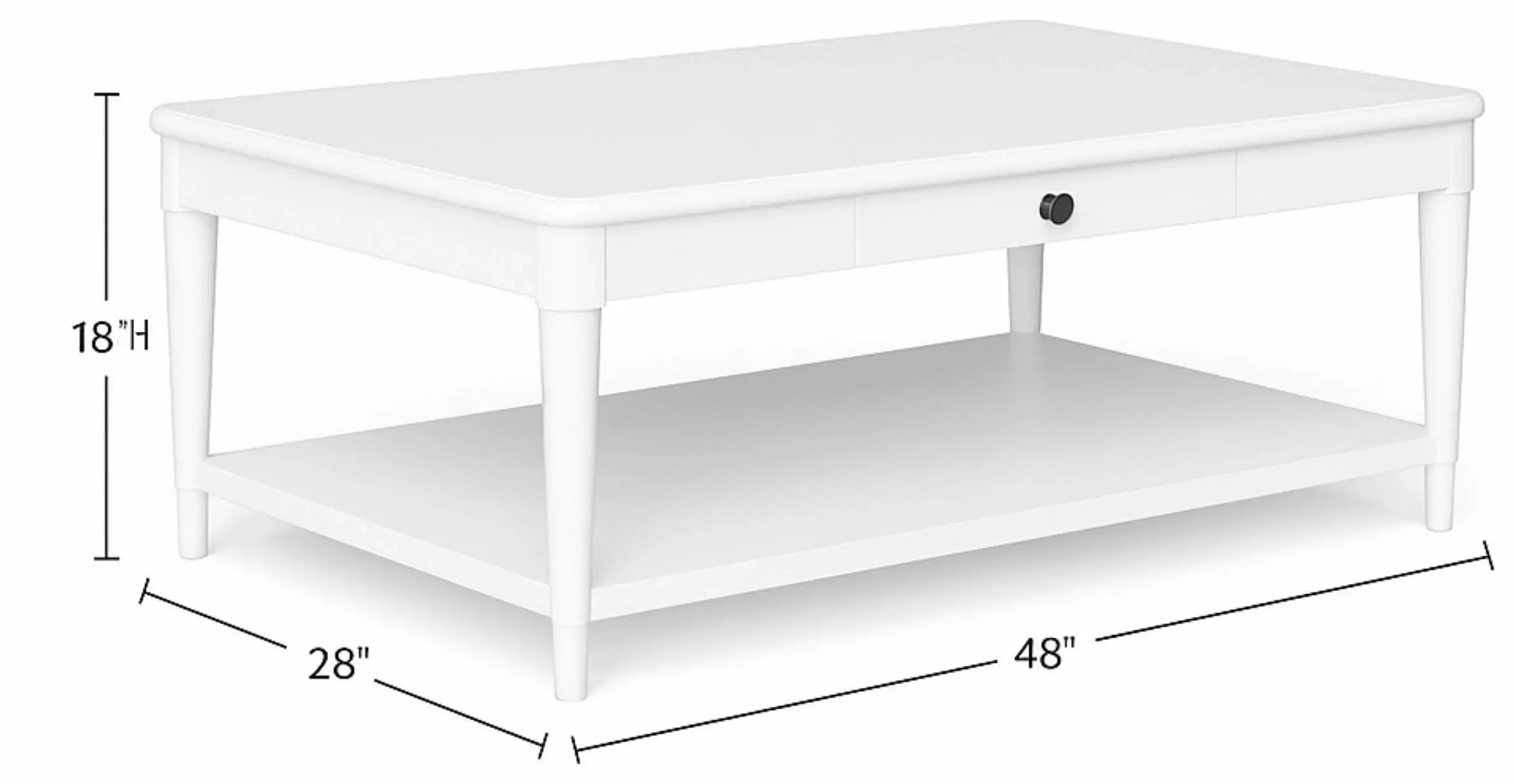 Wilmington White Wood Top Cocktail Table with Casters