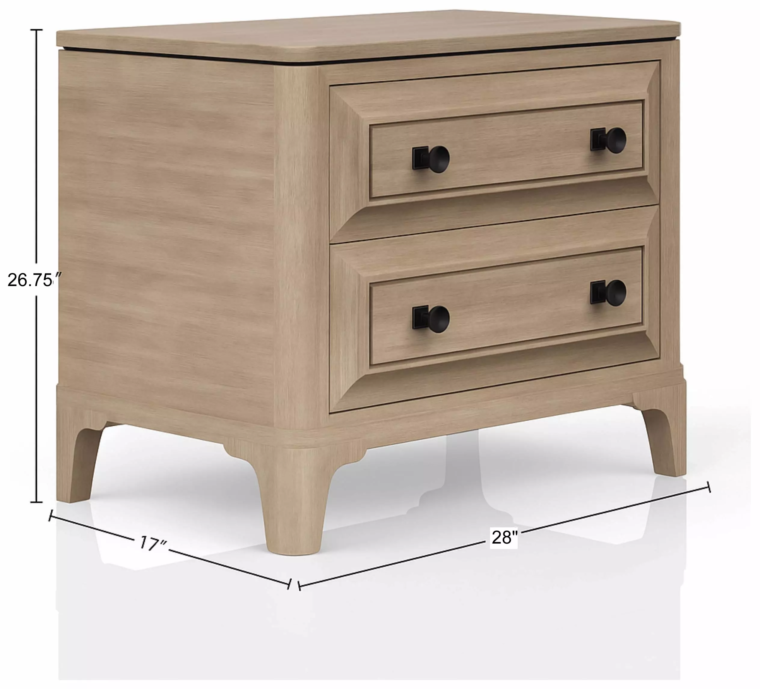 Wilmington Sand 2 Drawer Nightstand