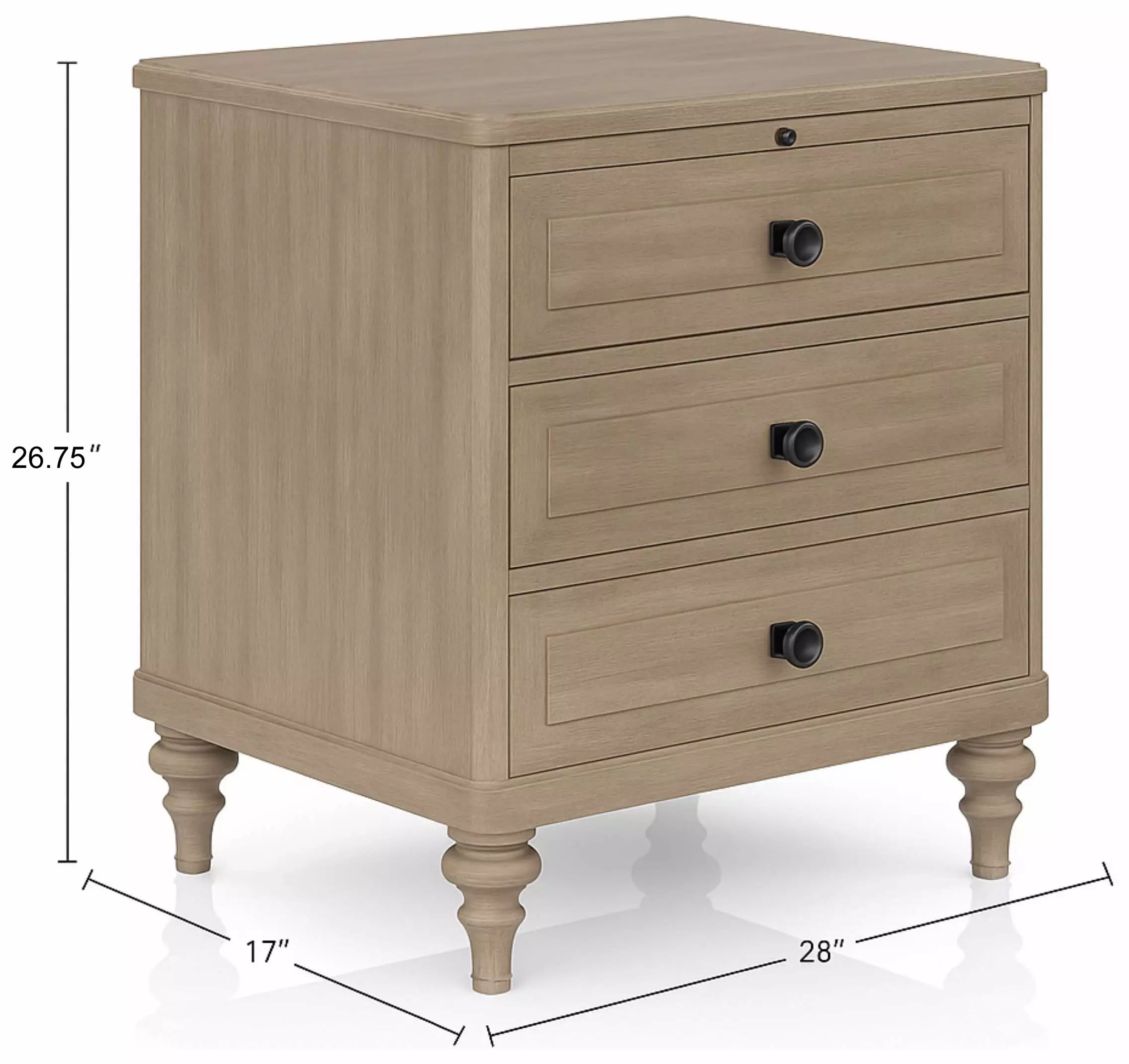 Wilmington Sand 3 Drawer Nightstand