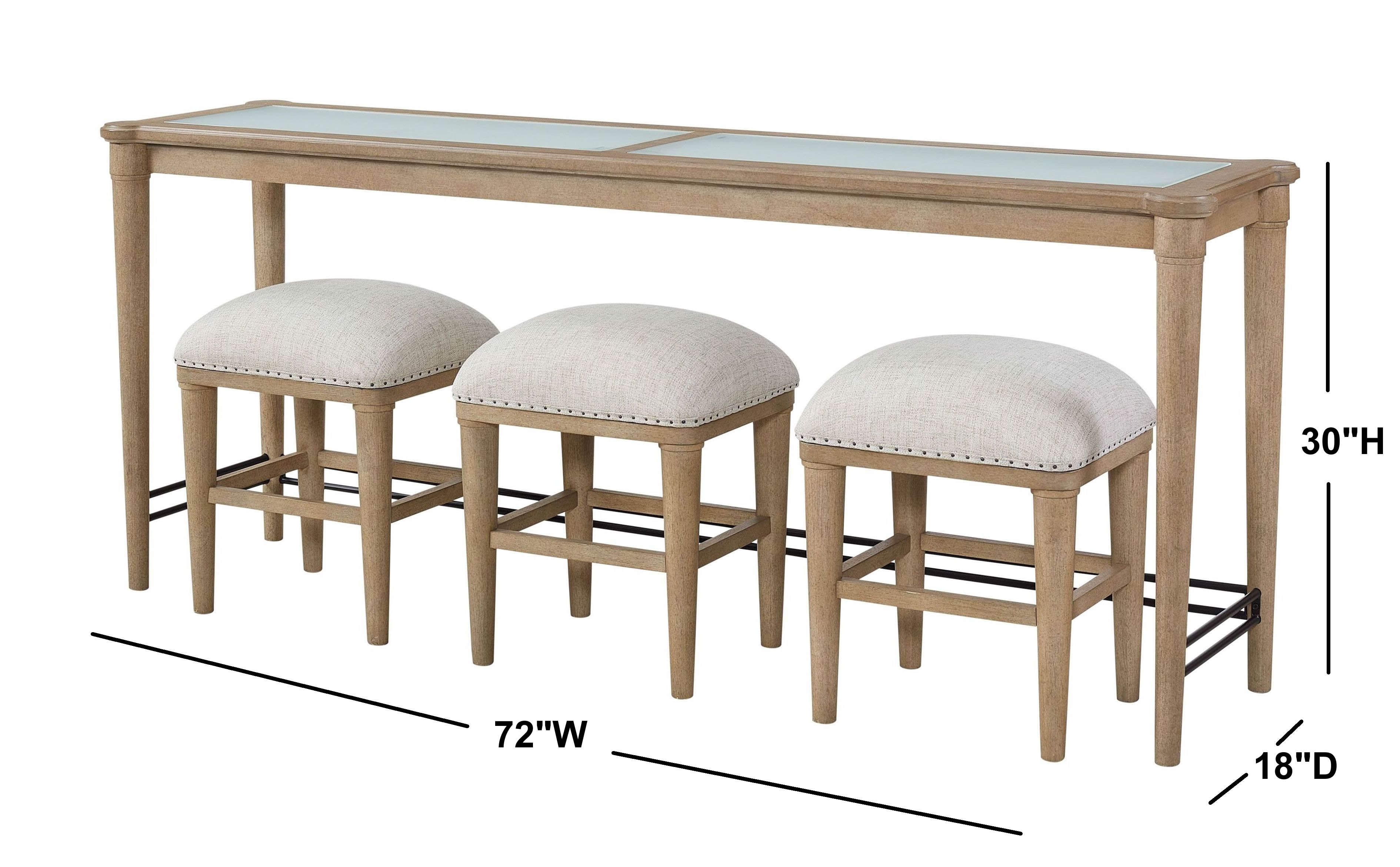 Wilmington Sand Frosted Glass Console Table with 3 Stools