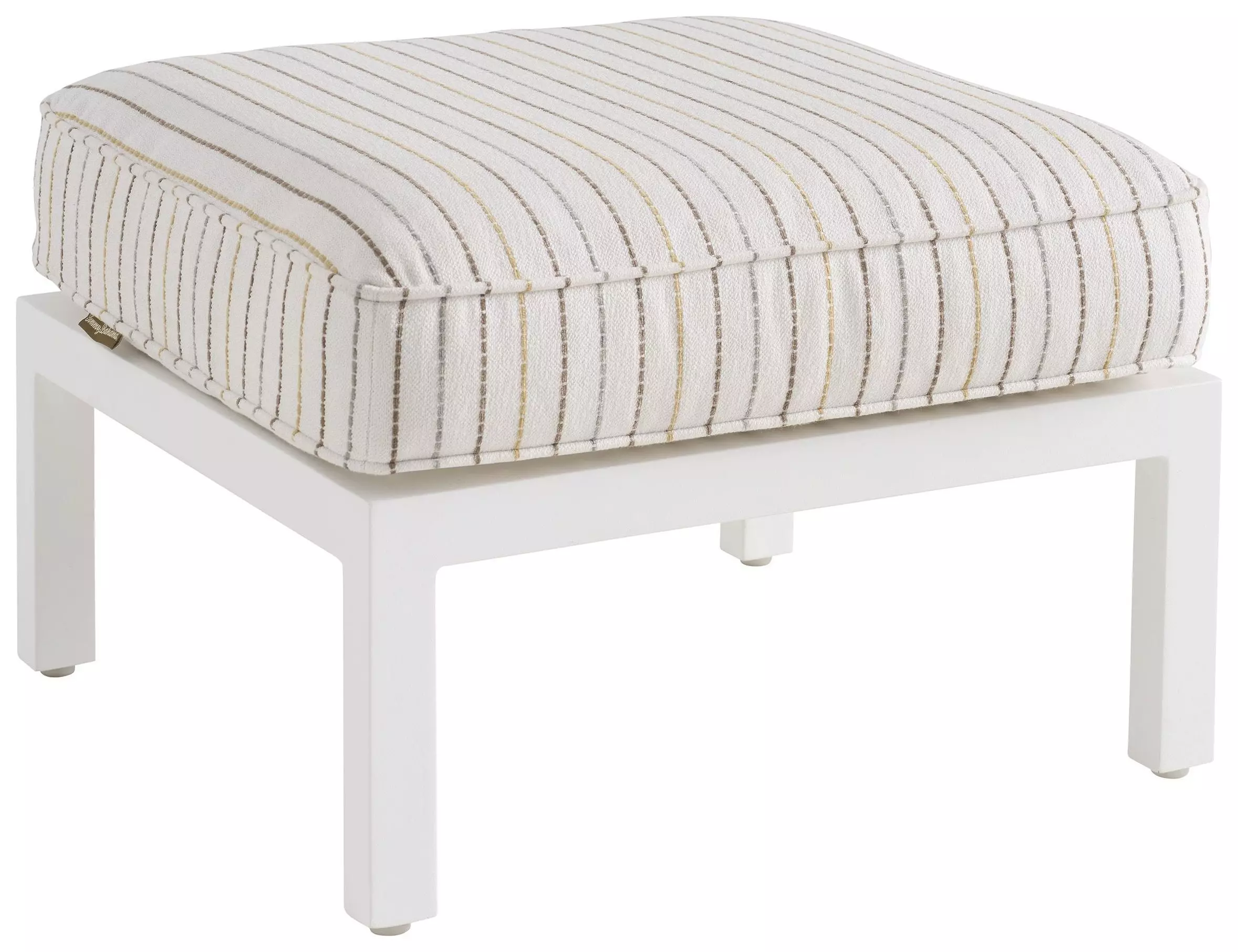 Island Classic Cream and Brown Upholstered Outdoor Rectangular Ottoman