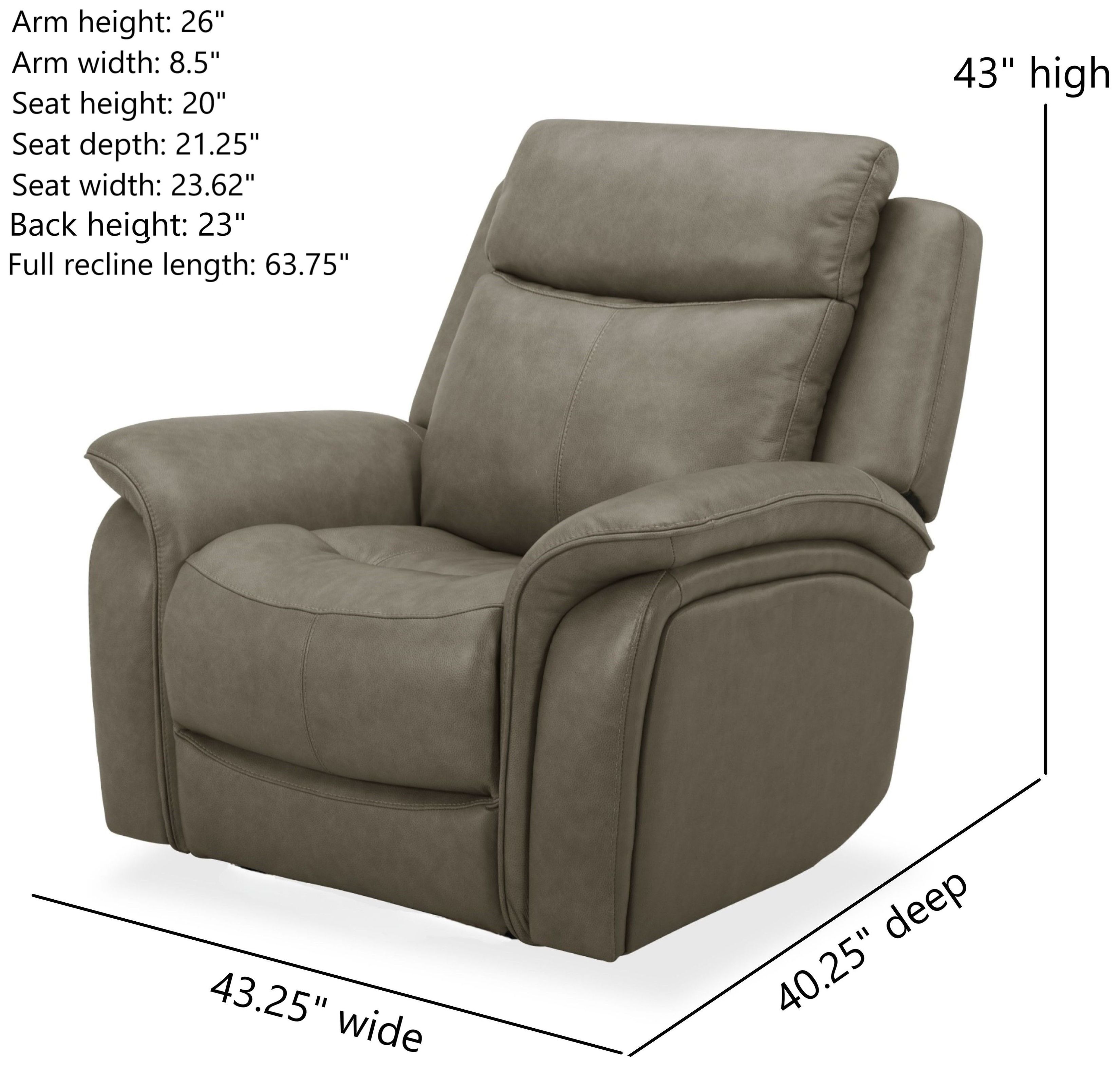 Grant Liverpool Cobblestone Leather Power Glider Recliner
