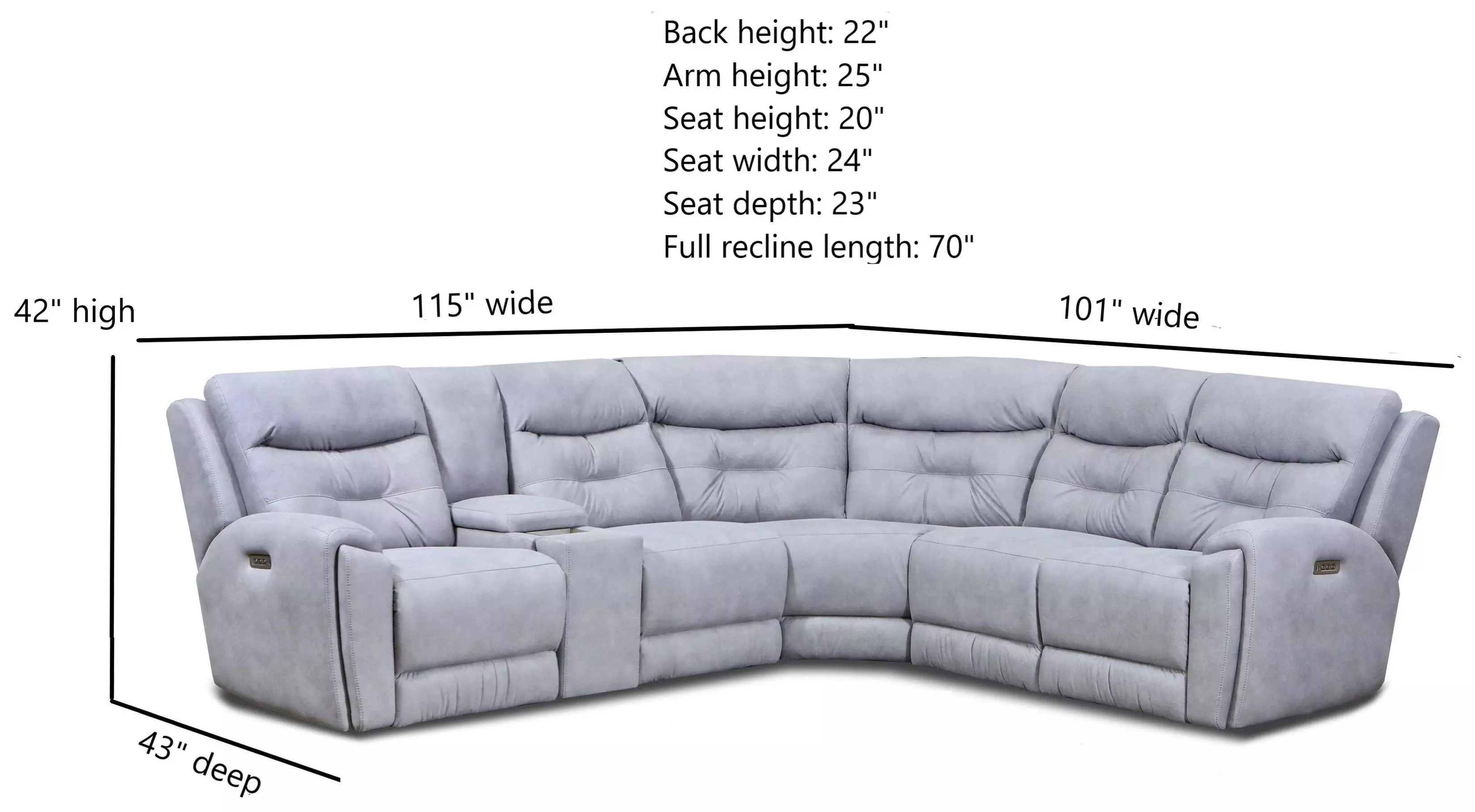 Point Break Telluride Stone Power Reclining RAF Sectional with Power Headrest and Lumbar