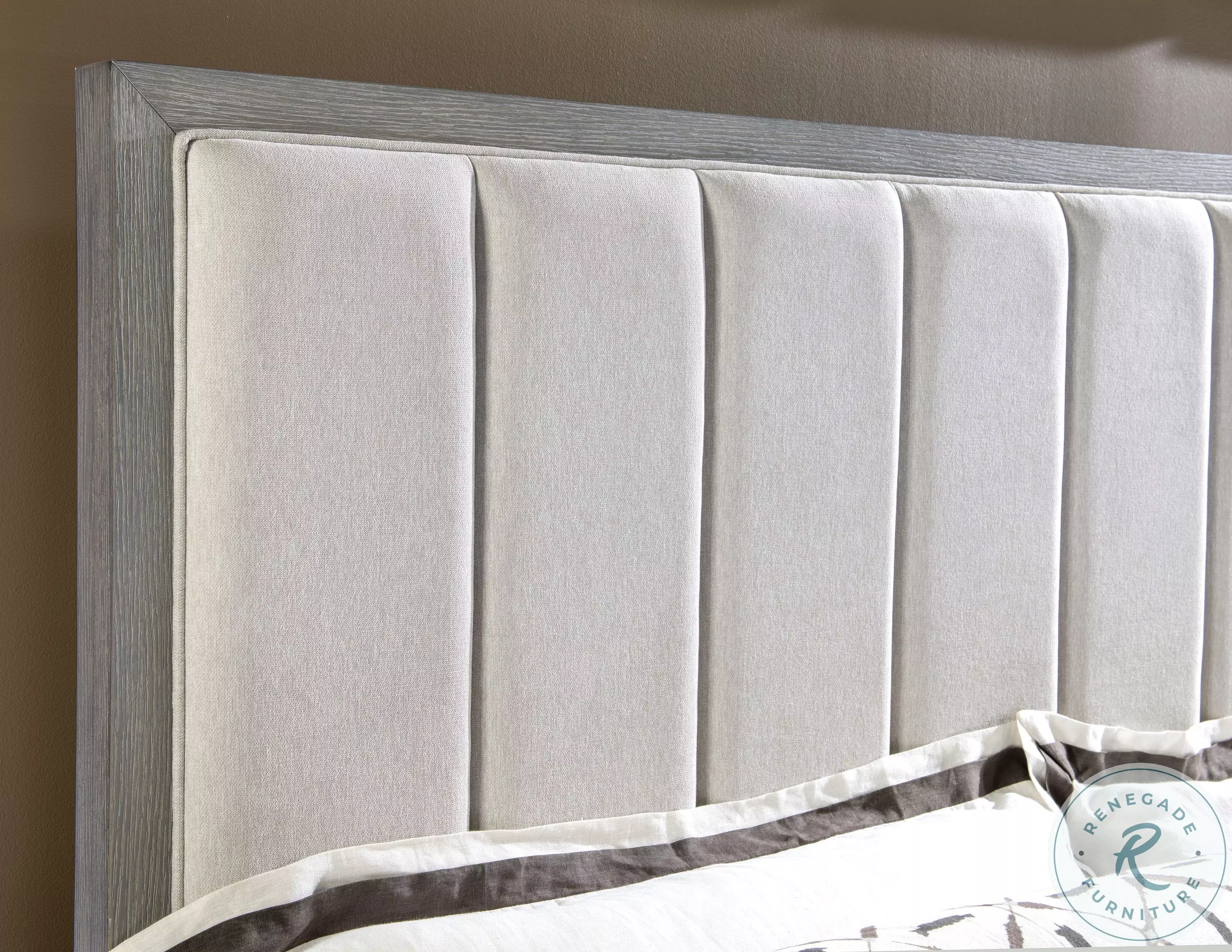 Artesia Smokey Taupe And Beige Queen Upholstered Panel Bed From