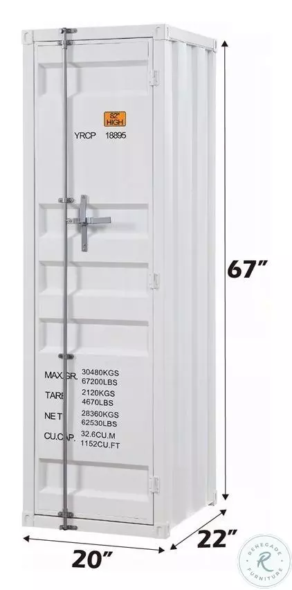 Cargo White 1 Door Wardrobe