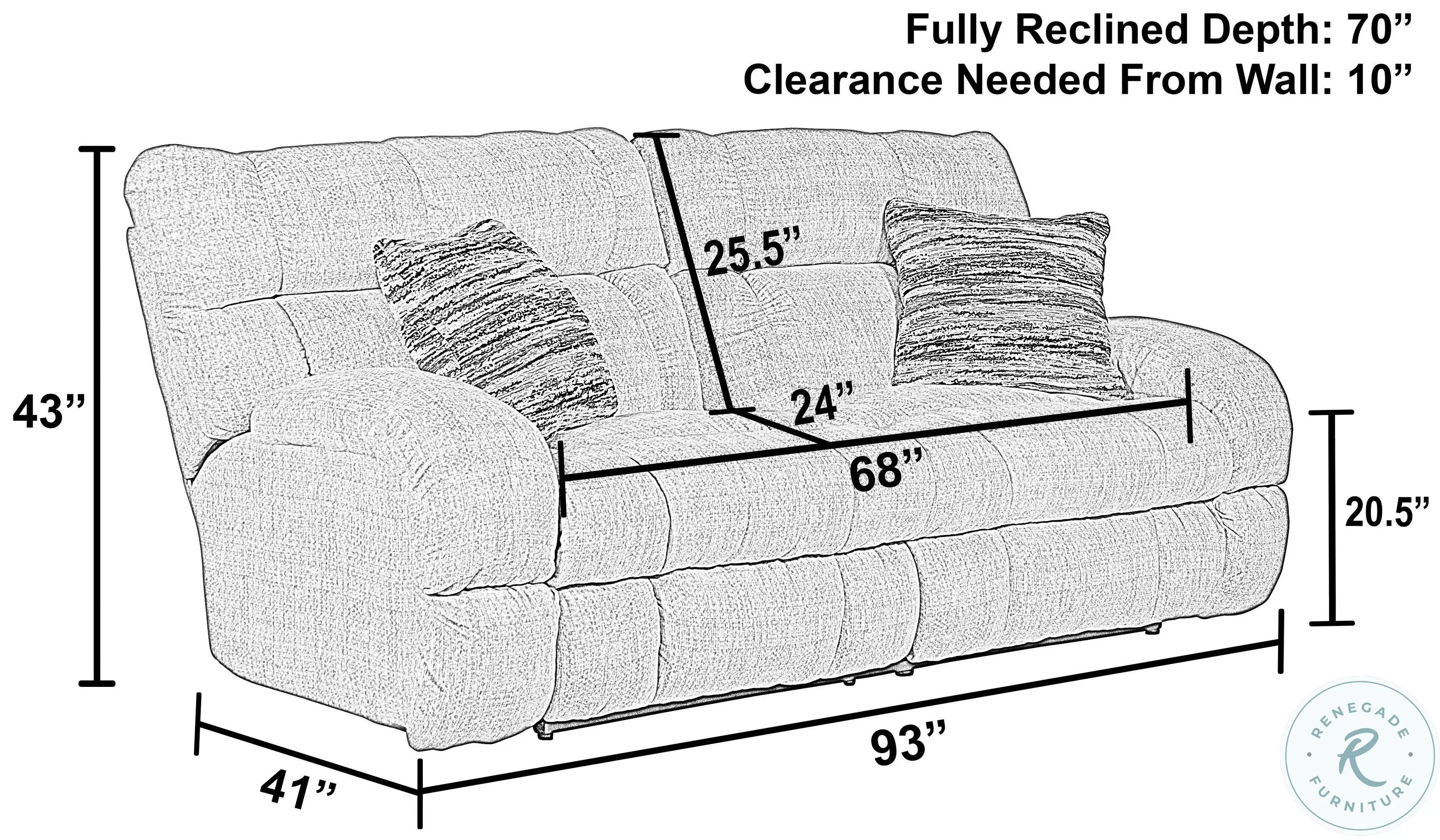 Ashland Buff Lay Flat Reclining 93" Sofa