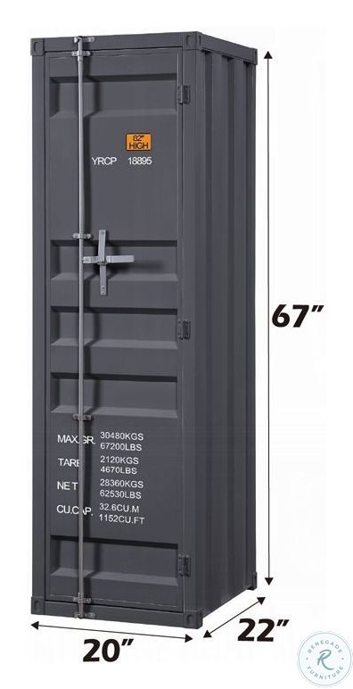 Cargo Gunmetal 1 Door Wardrobe