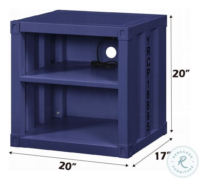 Cargo Blue Nightstand with USB Charging
