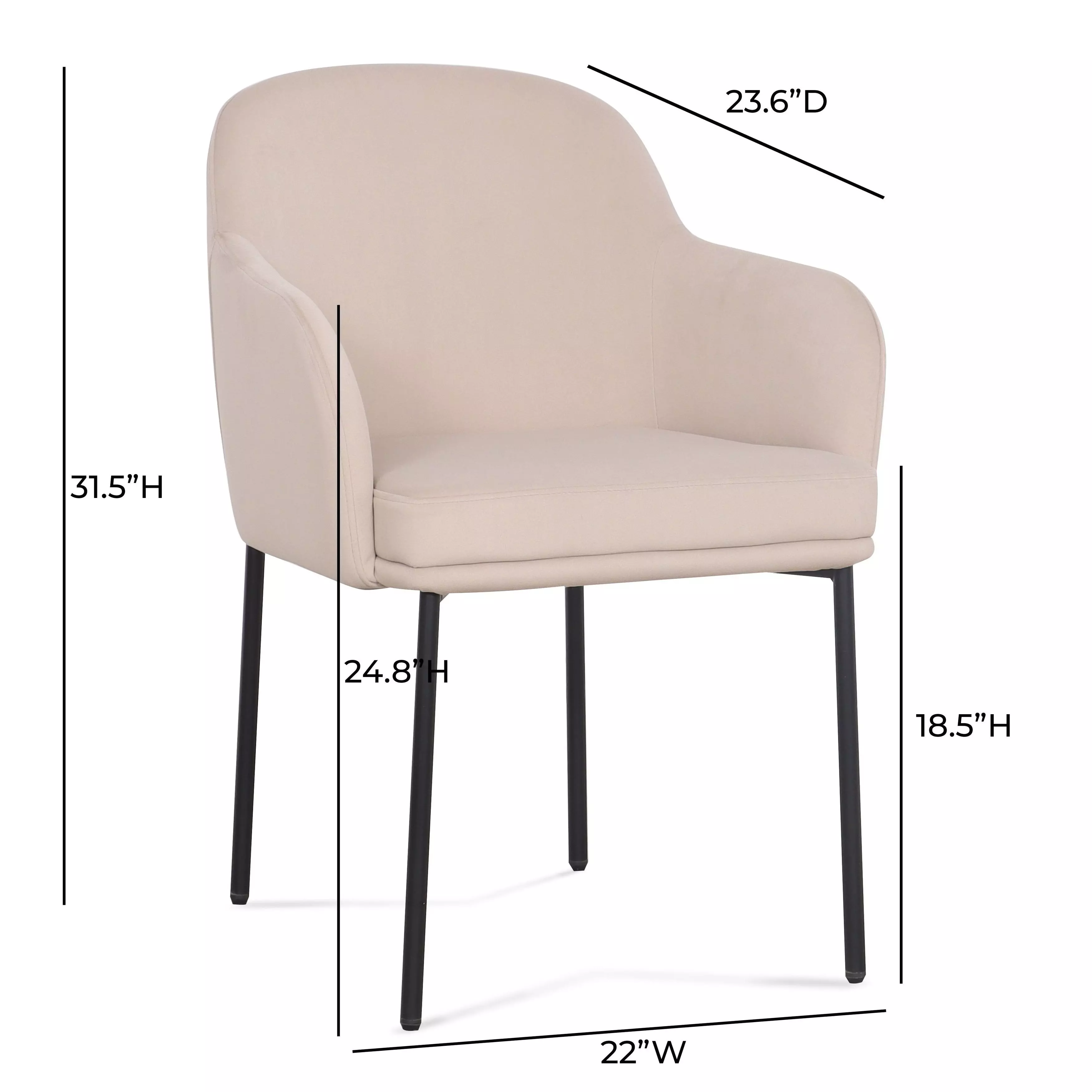 Sydney Taupe Performance Fabric Upholstered Arm Chair Set of 2