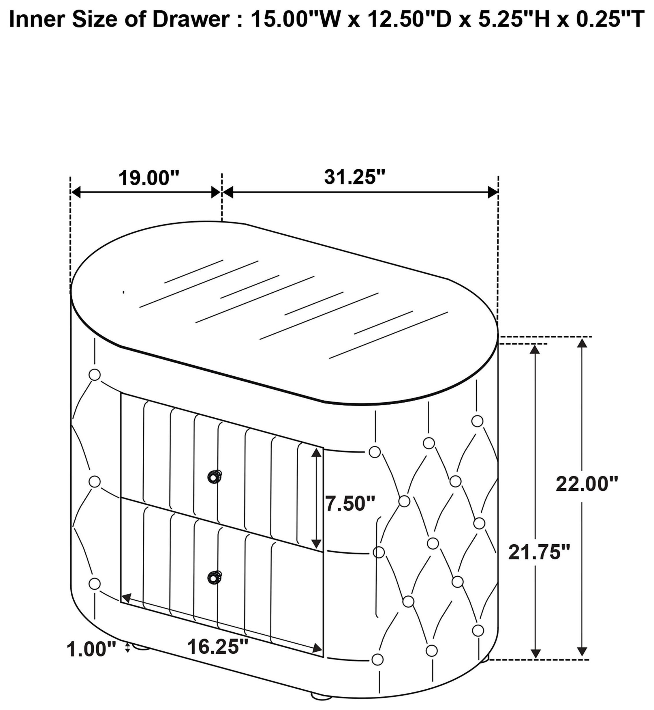 Sonya Ivory 2 Drawer Upholstered Nightstand Bedside Table