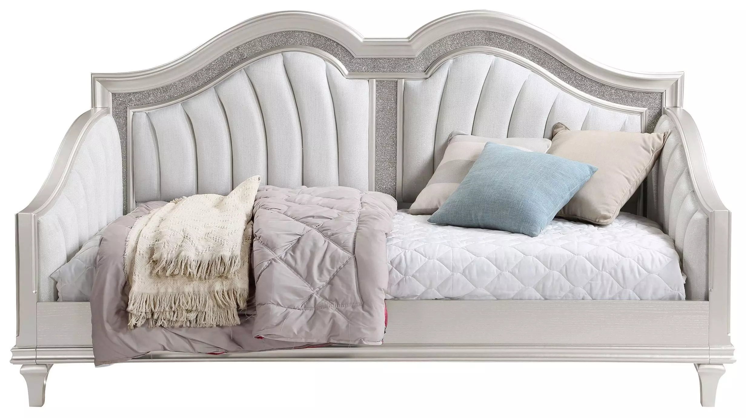 Evangeline Silver And Ivory Twin Daybed From Coaster Furniture