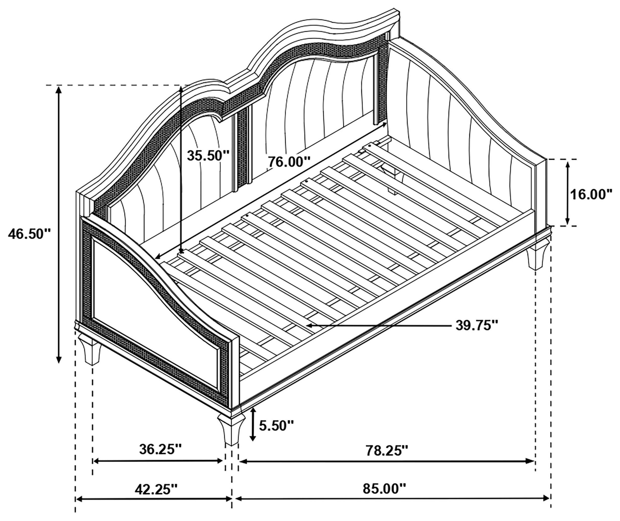 Evangeline Silver And Ivory Twin Daybed