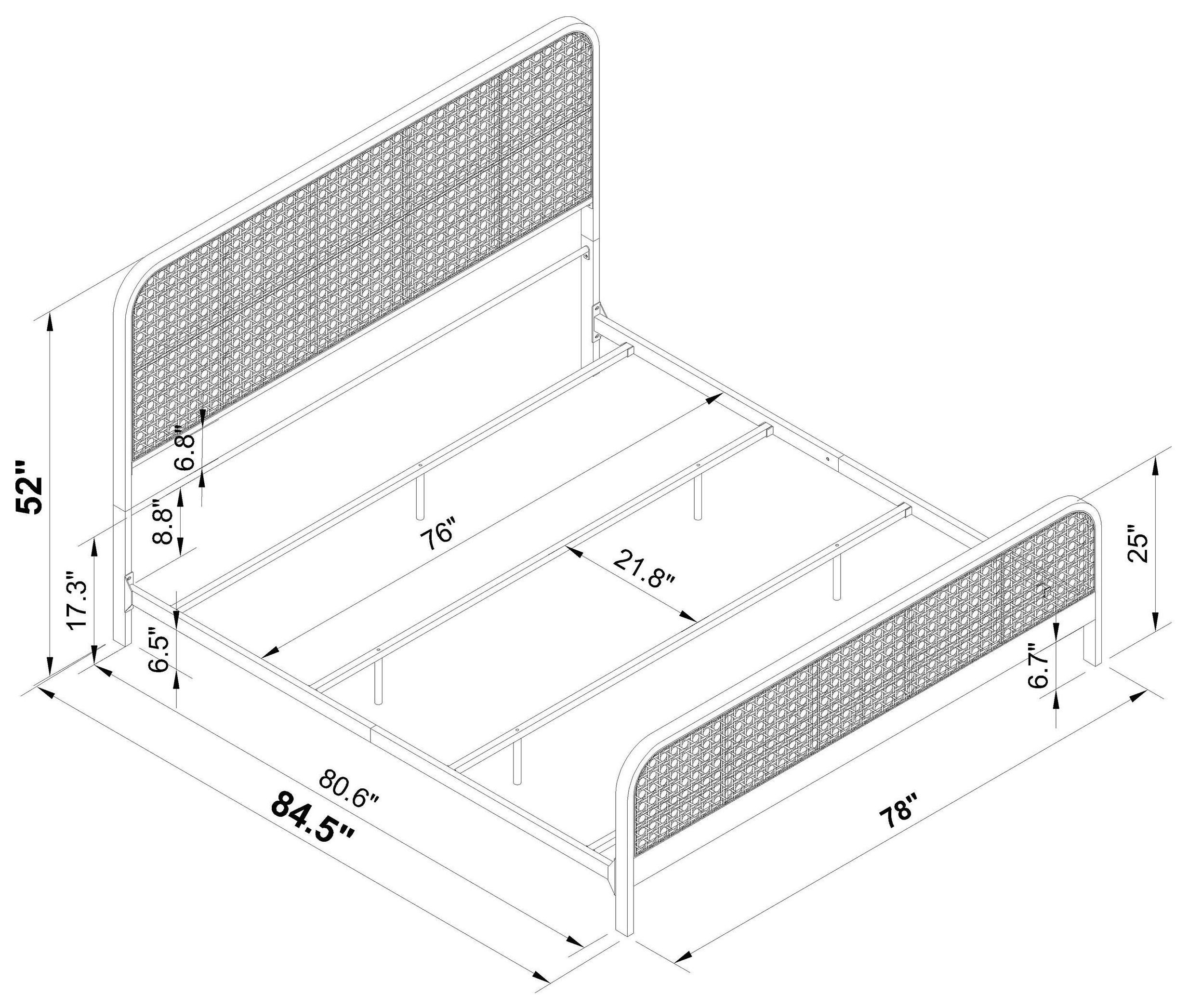 Lanewood White Open Cane Webbing King Metal Bed