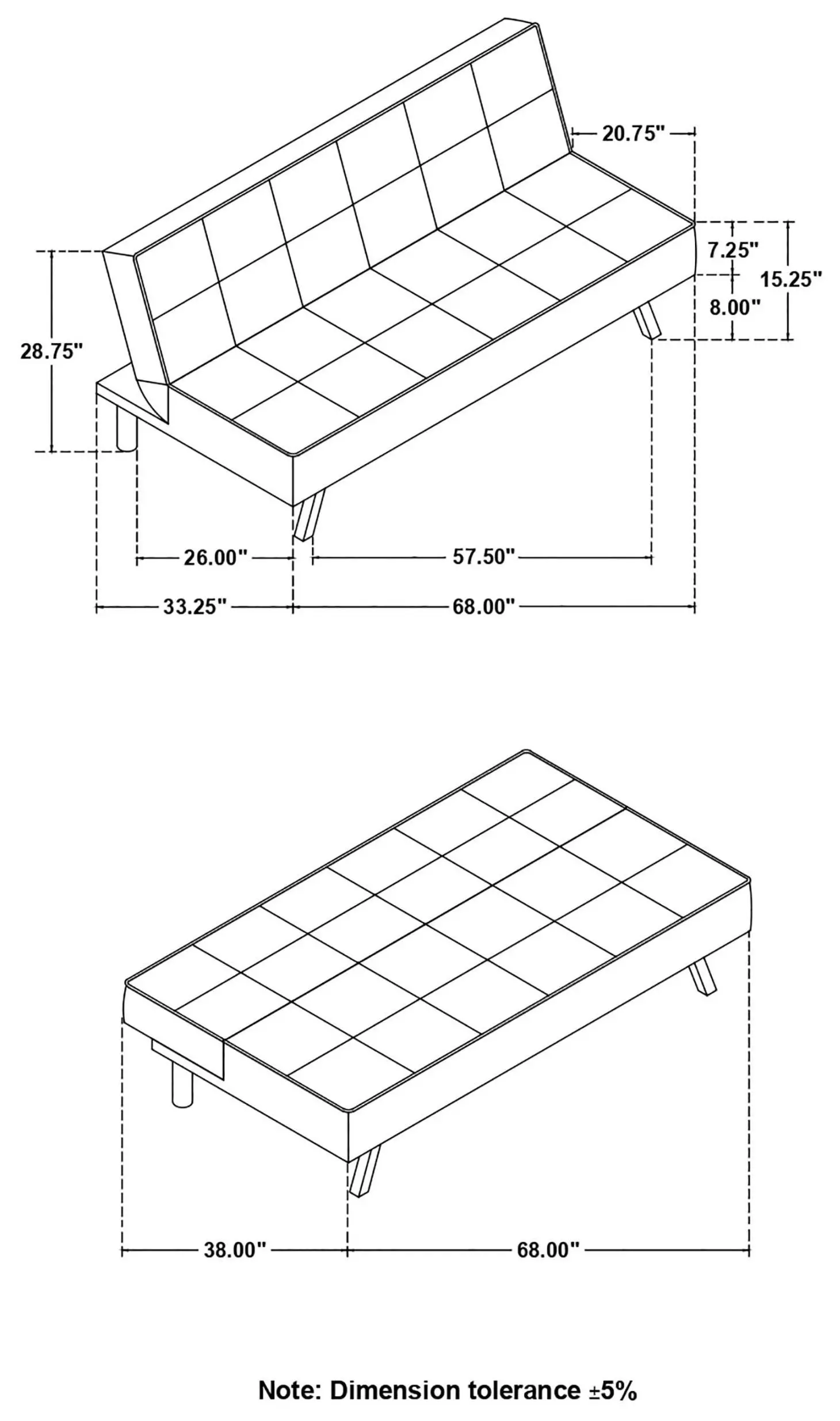 Joel Black 68" Sofa Bed