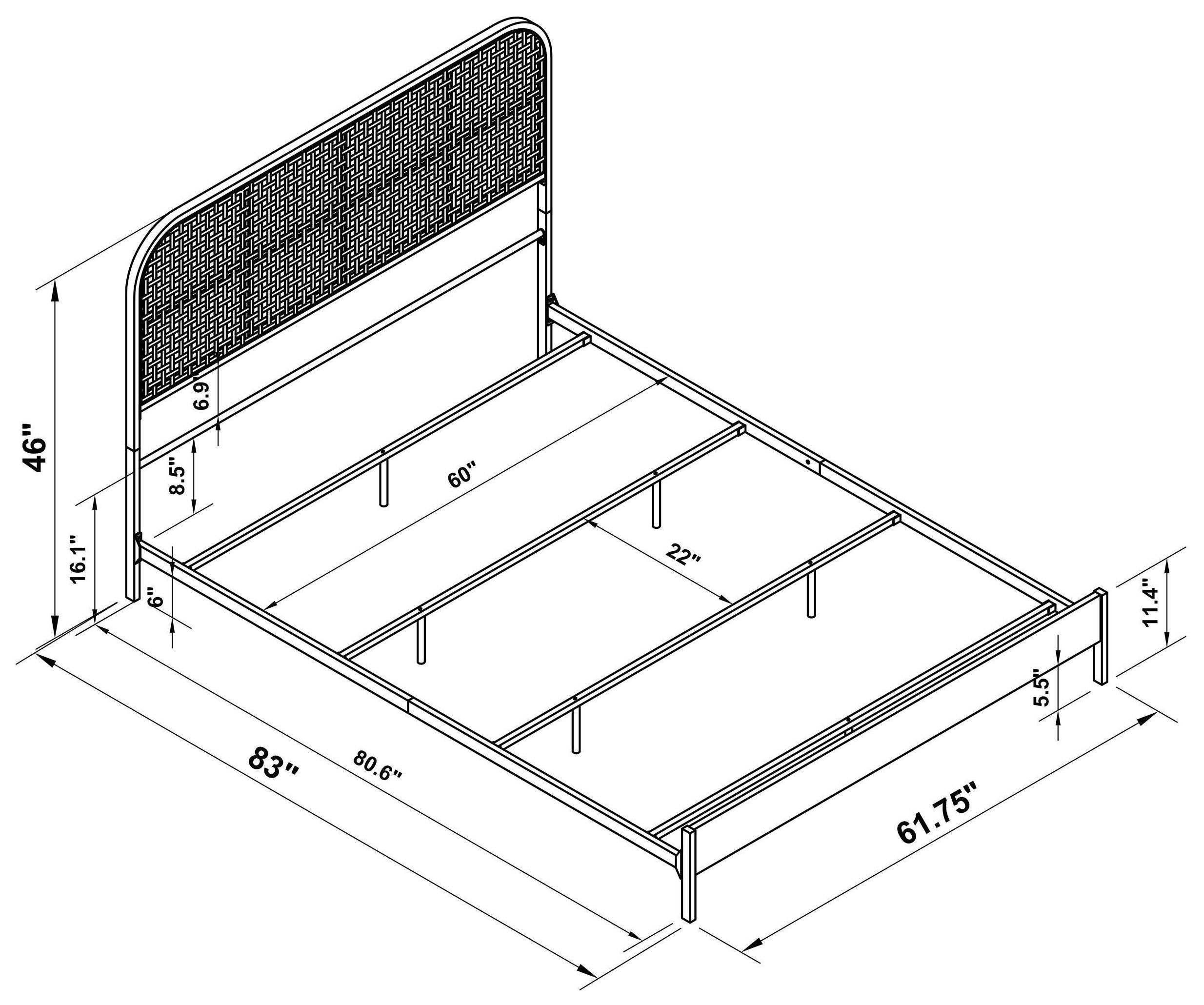 Amherst White Radio Weave Rattan Queen Metal Bed