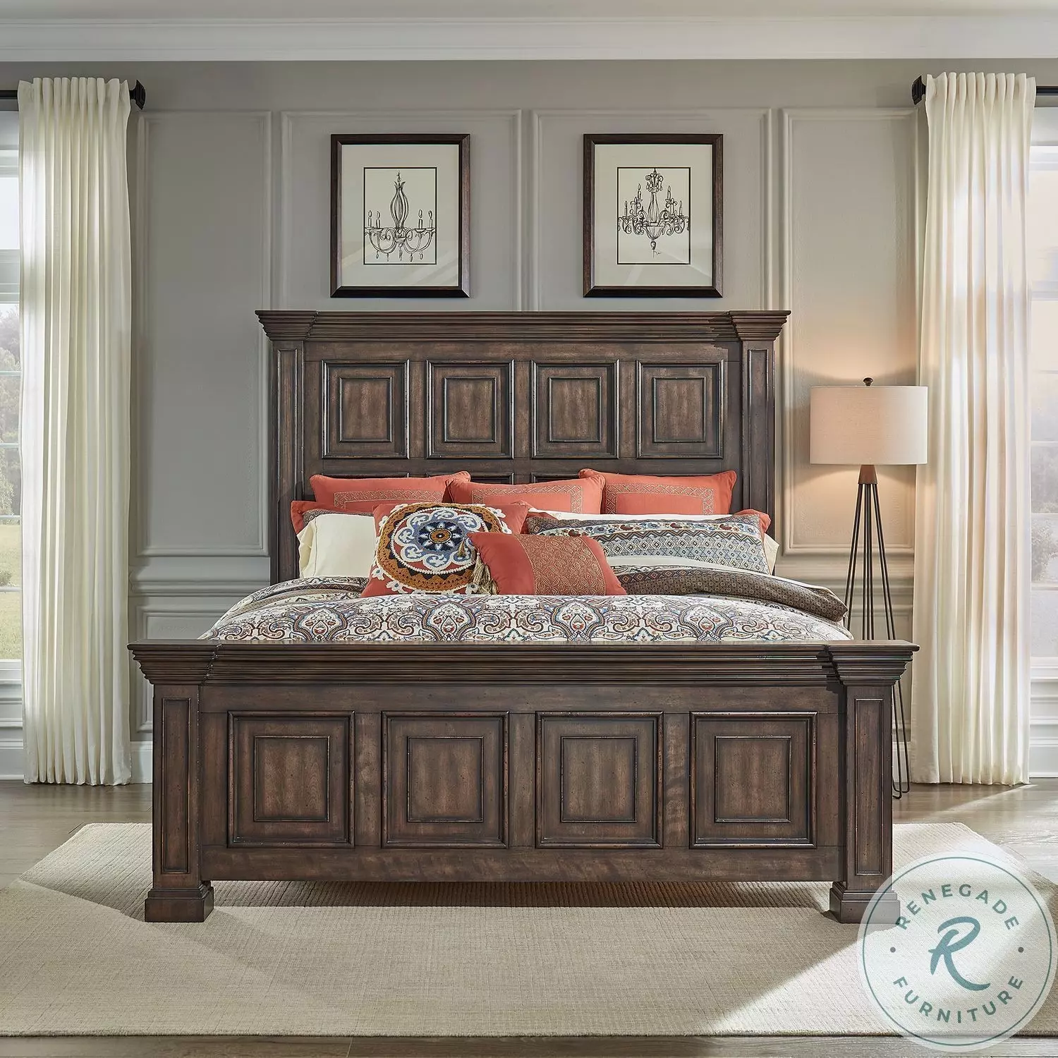 チェルヴィニア BIG タペストリー Big Valley Heavy Distressing Brownstone Queen Panel Bed From