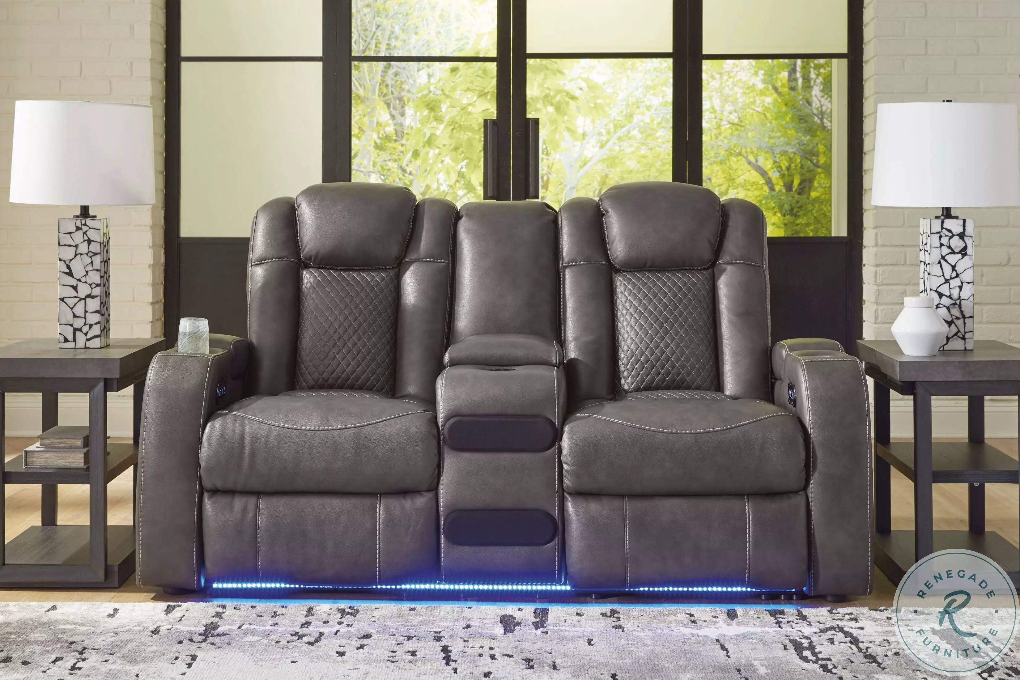 ★show★ Fyne Dyme Shadow Power Reclining Console Loveseat with